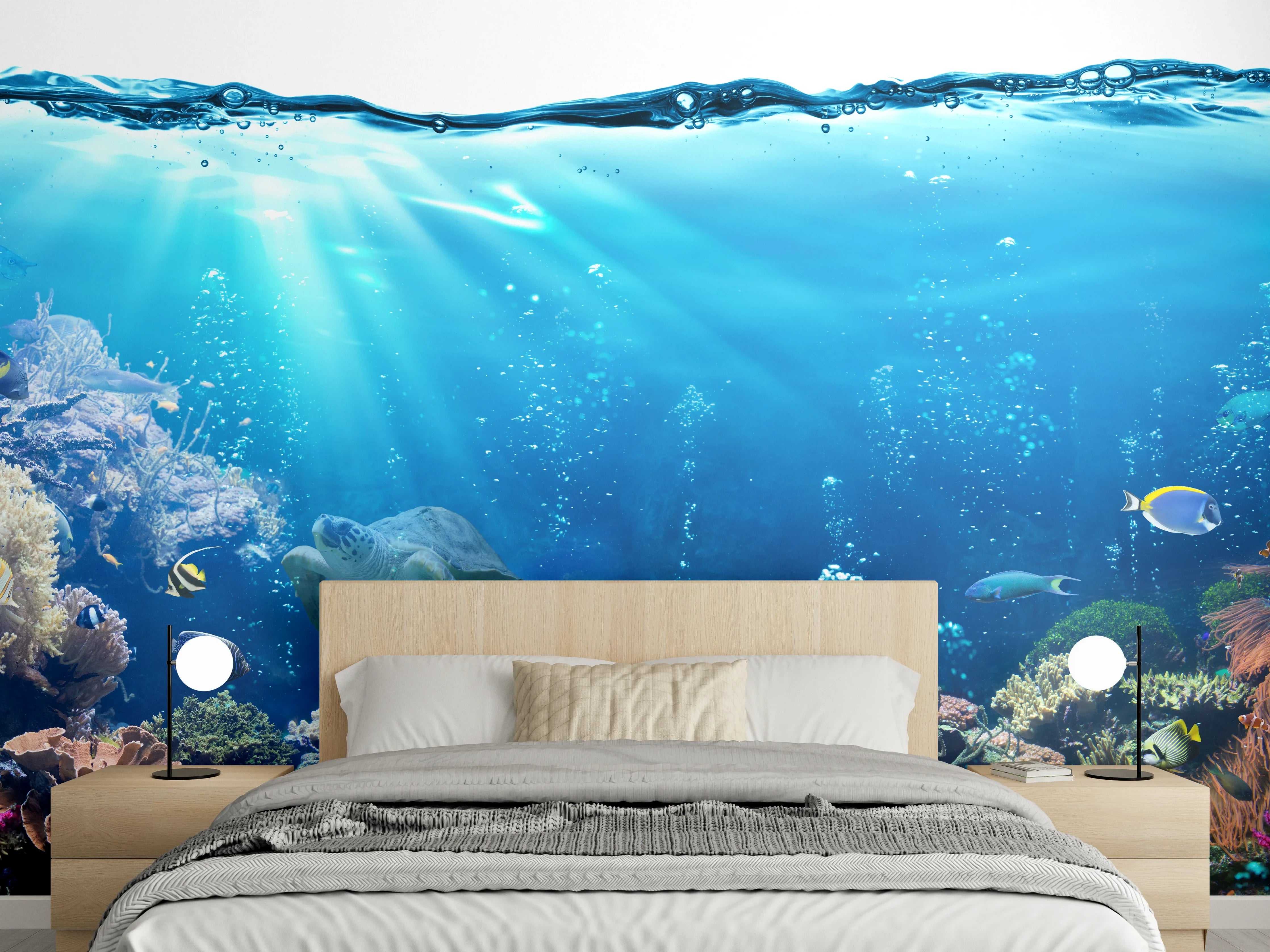 Wandverkleidung Schlafzimmer - Ozeantiere - Unterwasser