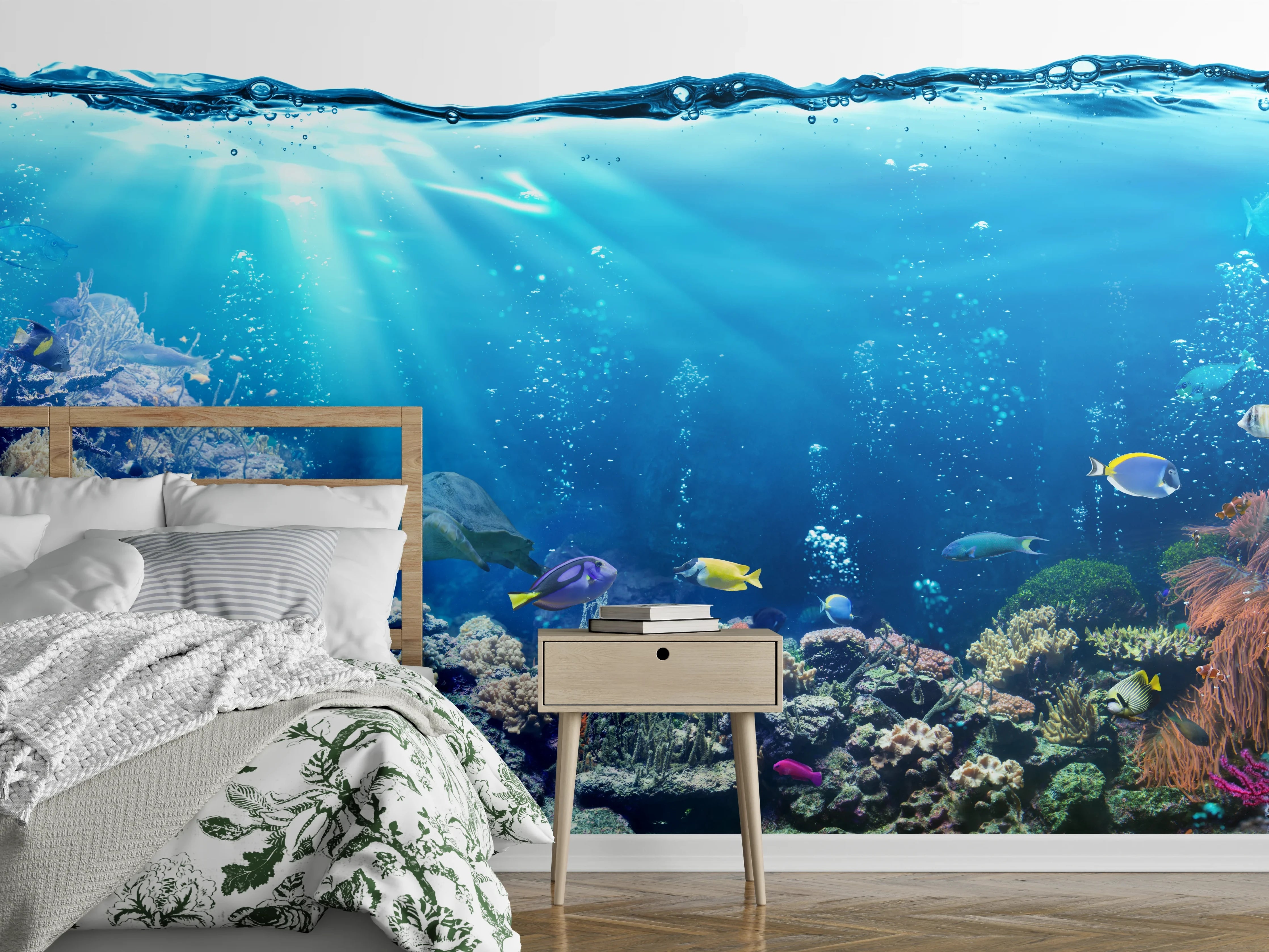 Wandverkleidung Schlafzimmer - Ozeantiere - Unterwasser