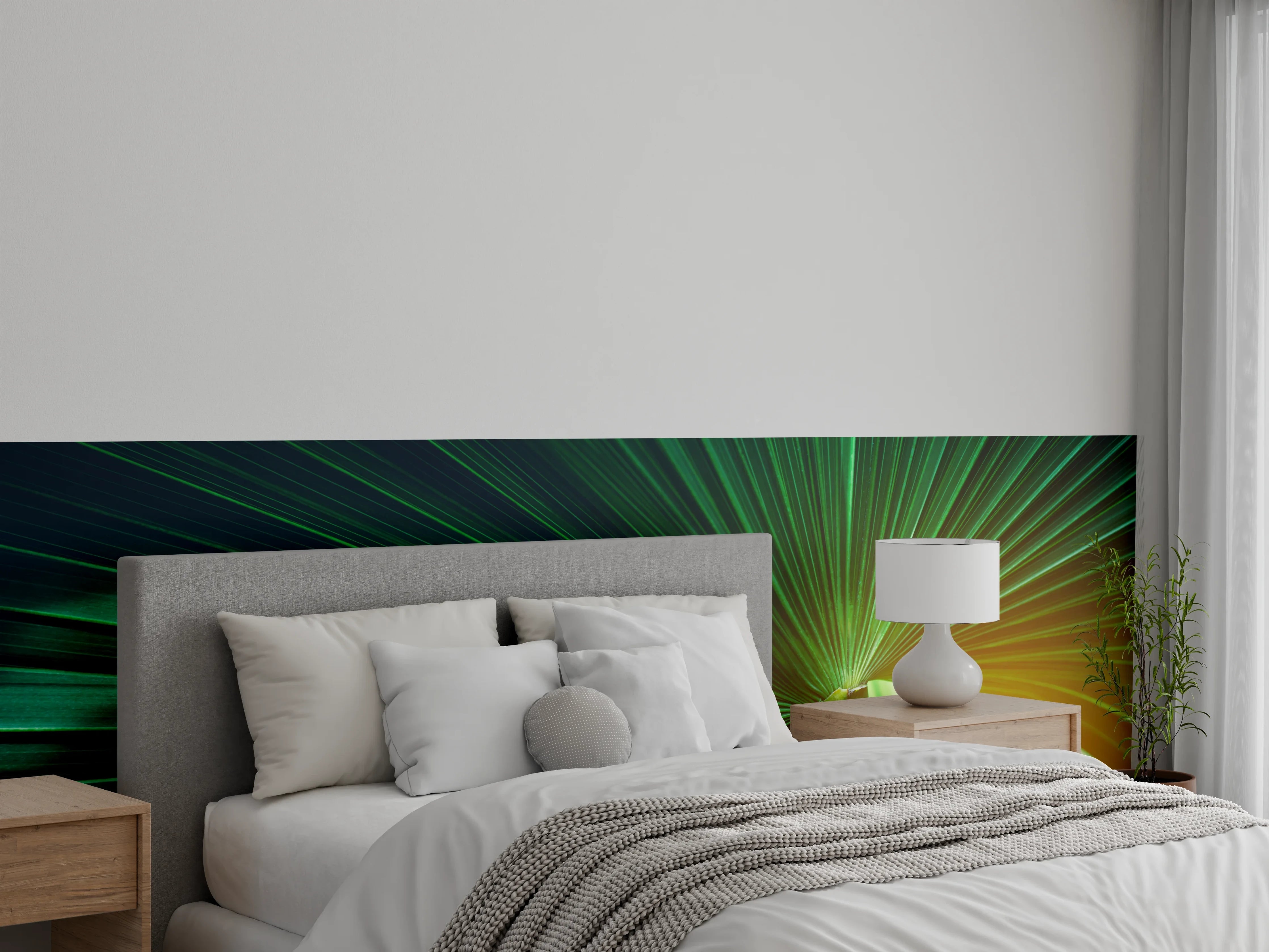Wandverkleidung Schlafzimmer - Palmenblatt Nahaufnahme: Tropischer Blickfang