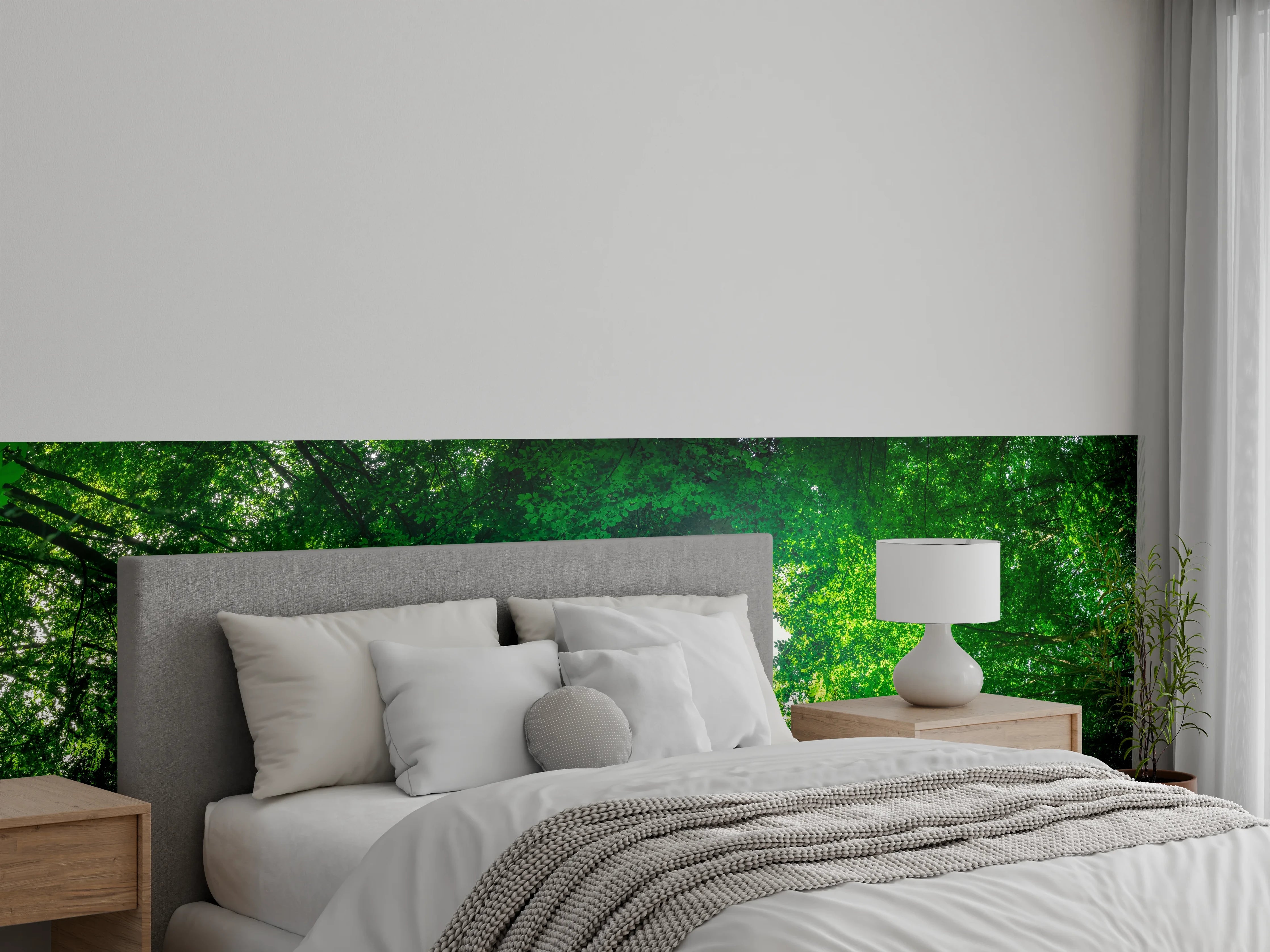 Wandverkleidung Schlafzimmer - Panorama - Baumkronen formen ein Herz
