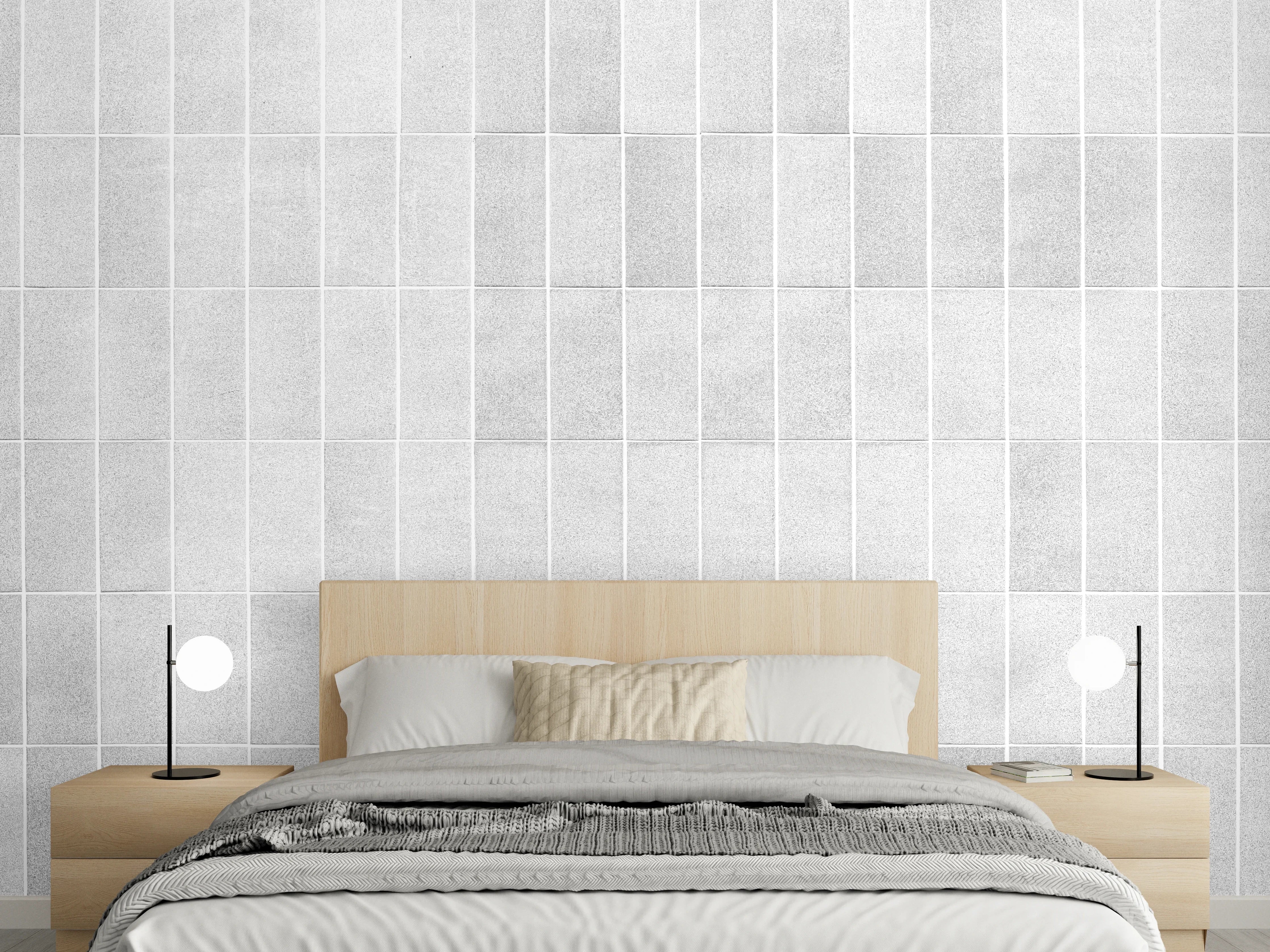 Wandverkleidung Schlafzimmer - Panorama - Vintage weißen Fliesen