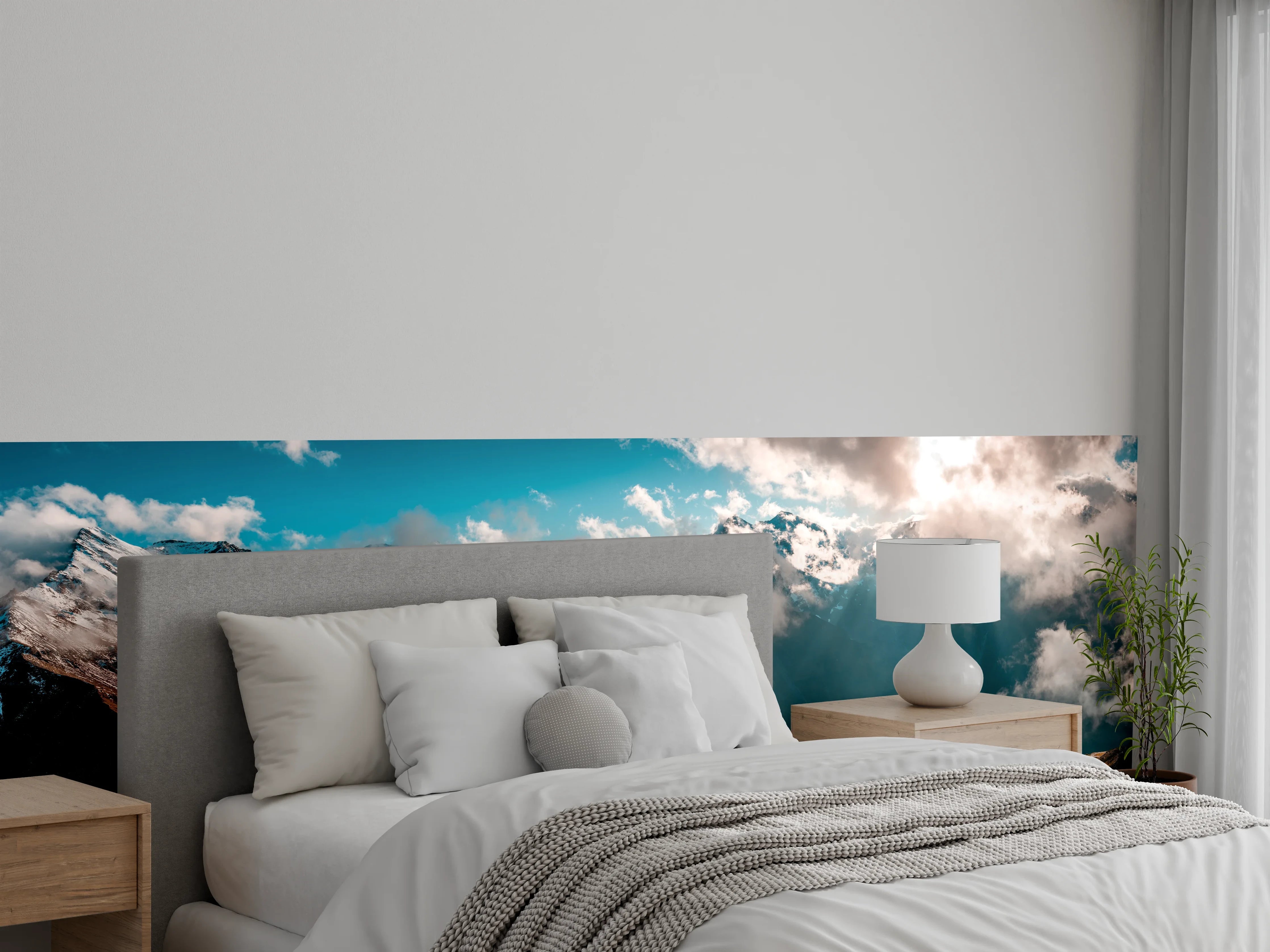 Wandverkleidung Schlafzimmer - Panorama Alpen Gebirgsstraße Fototapete