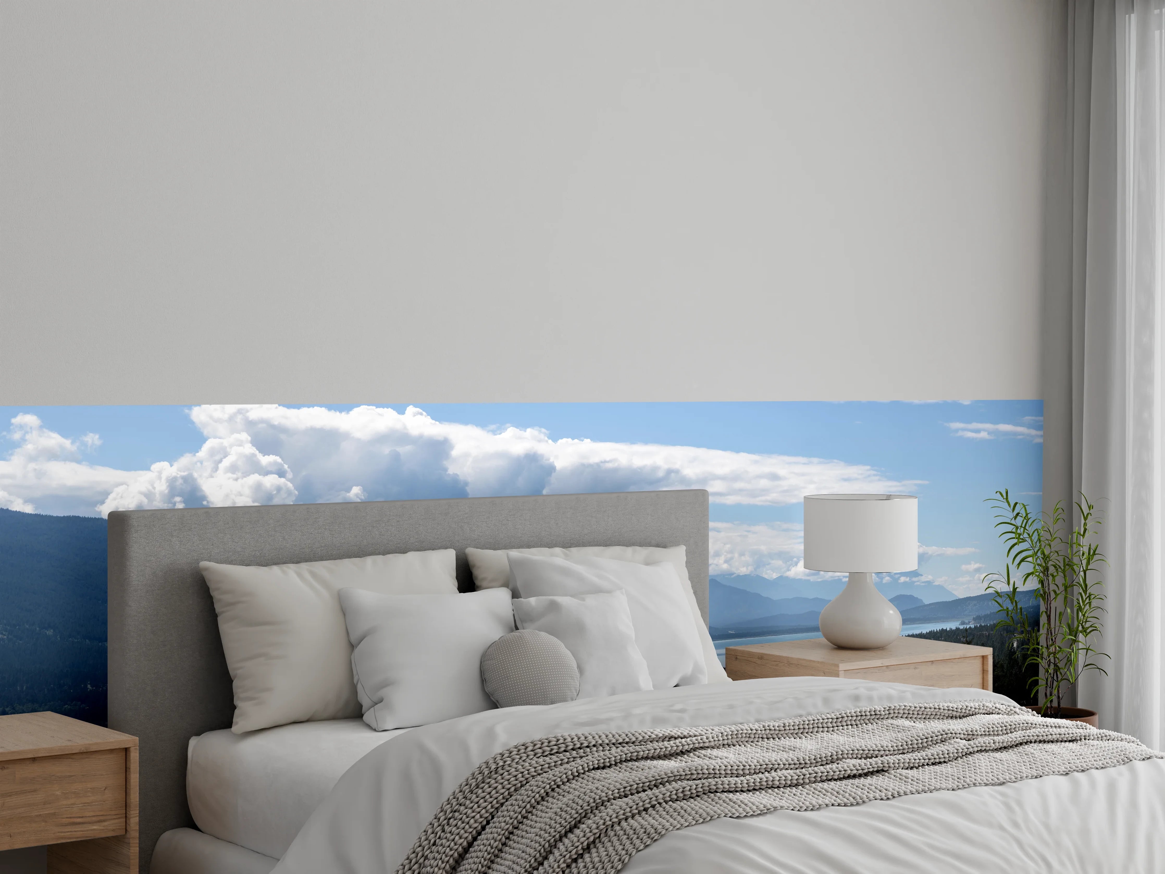 Wandverkleidung Schlafzimmer - Panorama Bergsee und Wald – Naturidylle