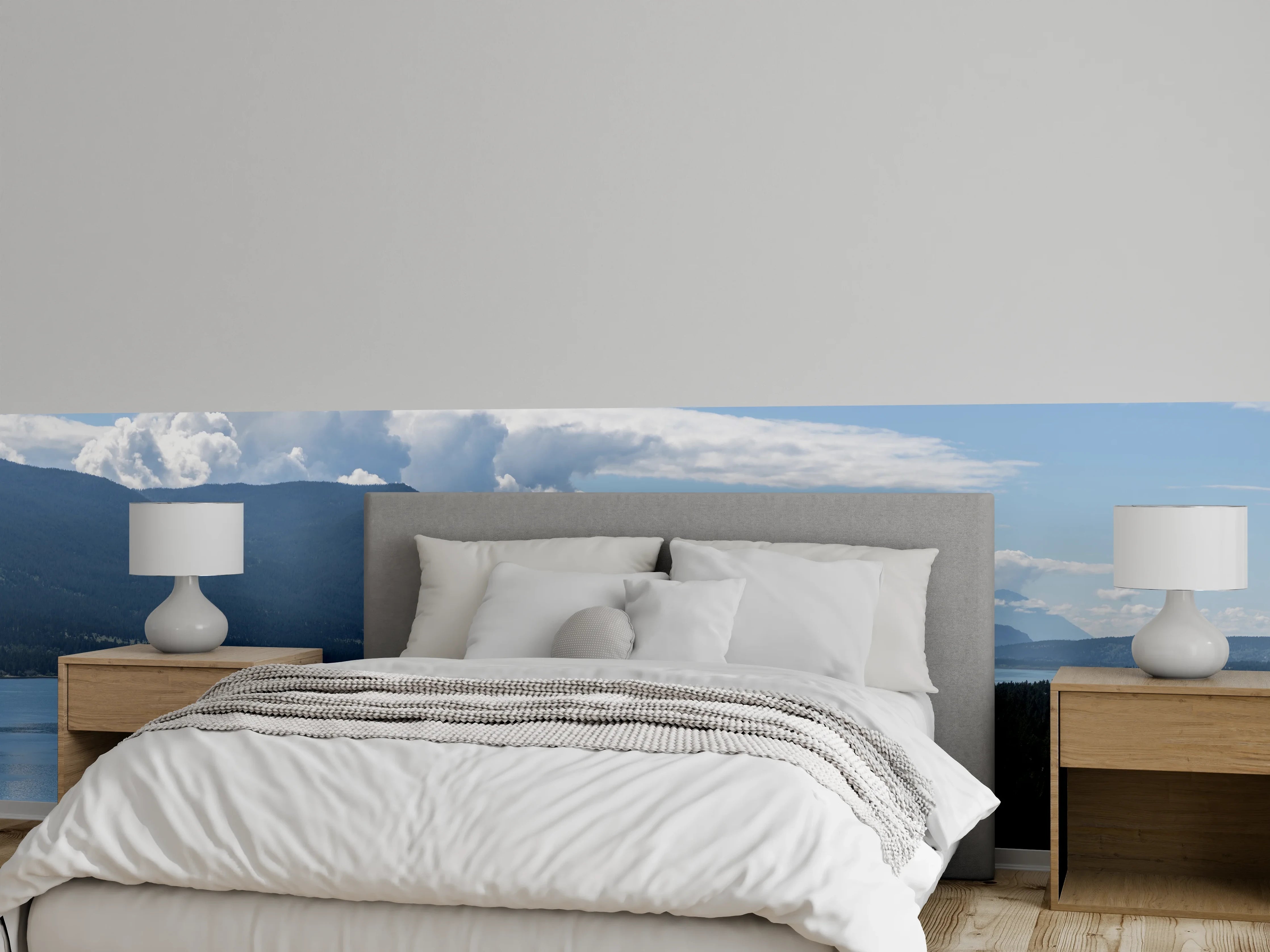 Wandverkleidung Schlafzimmer - Panorama Bergsee und Wald – Naturidylle