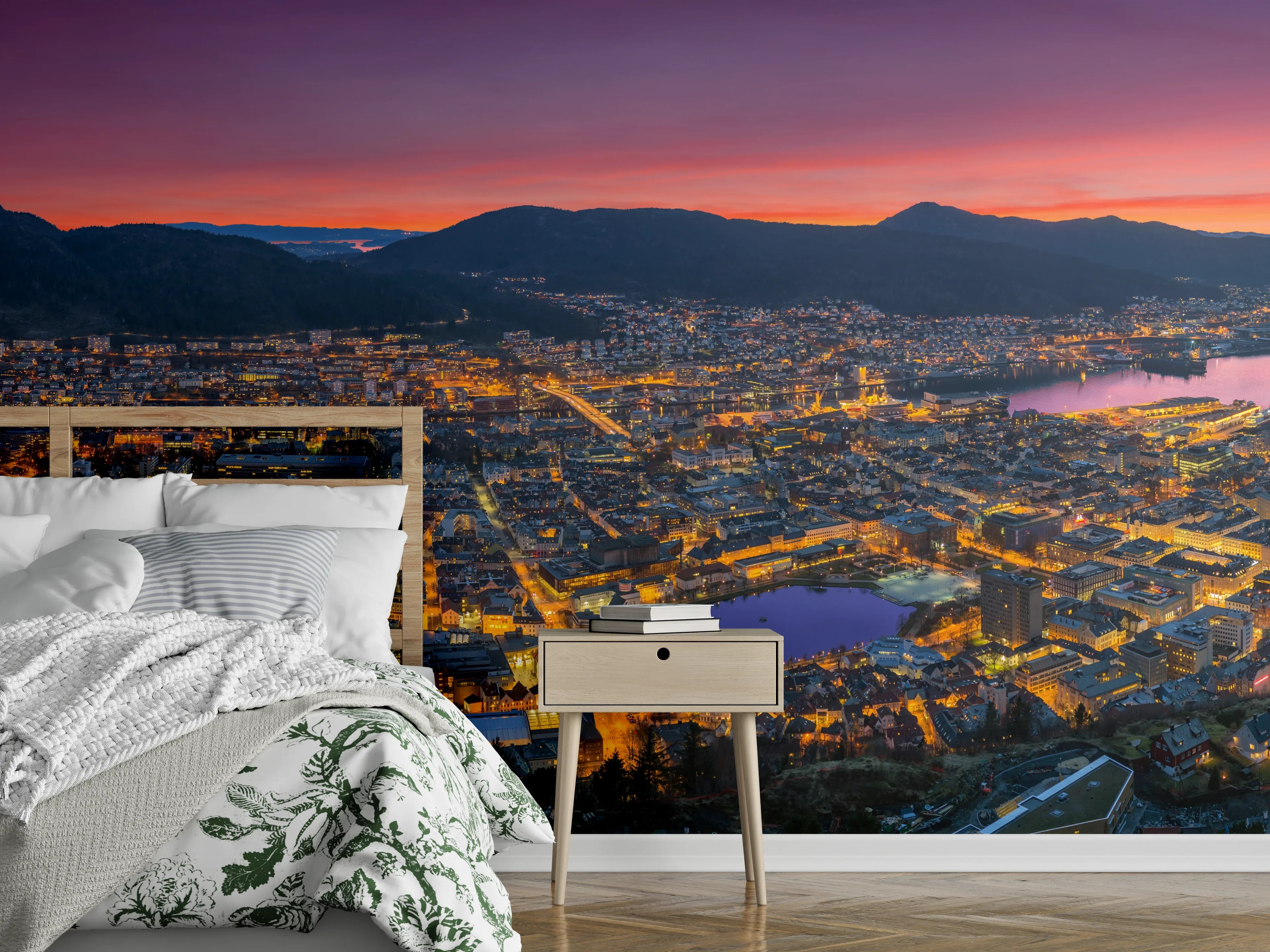 Wandverkleidung Schlafzimmer - Panorama Floyen - Norwegen