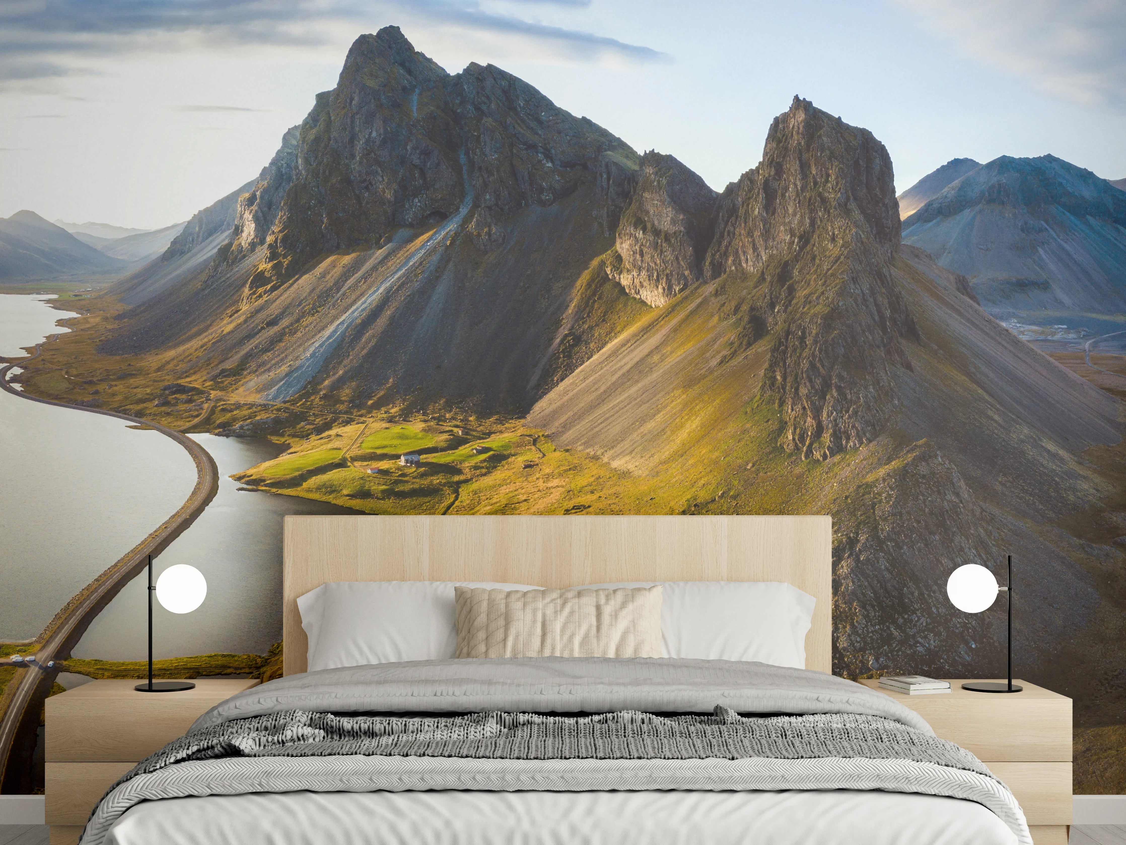 Wandverkleidung Schlafzimmer - Panorama Island Berglandschaft