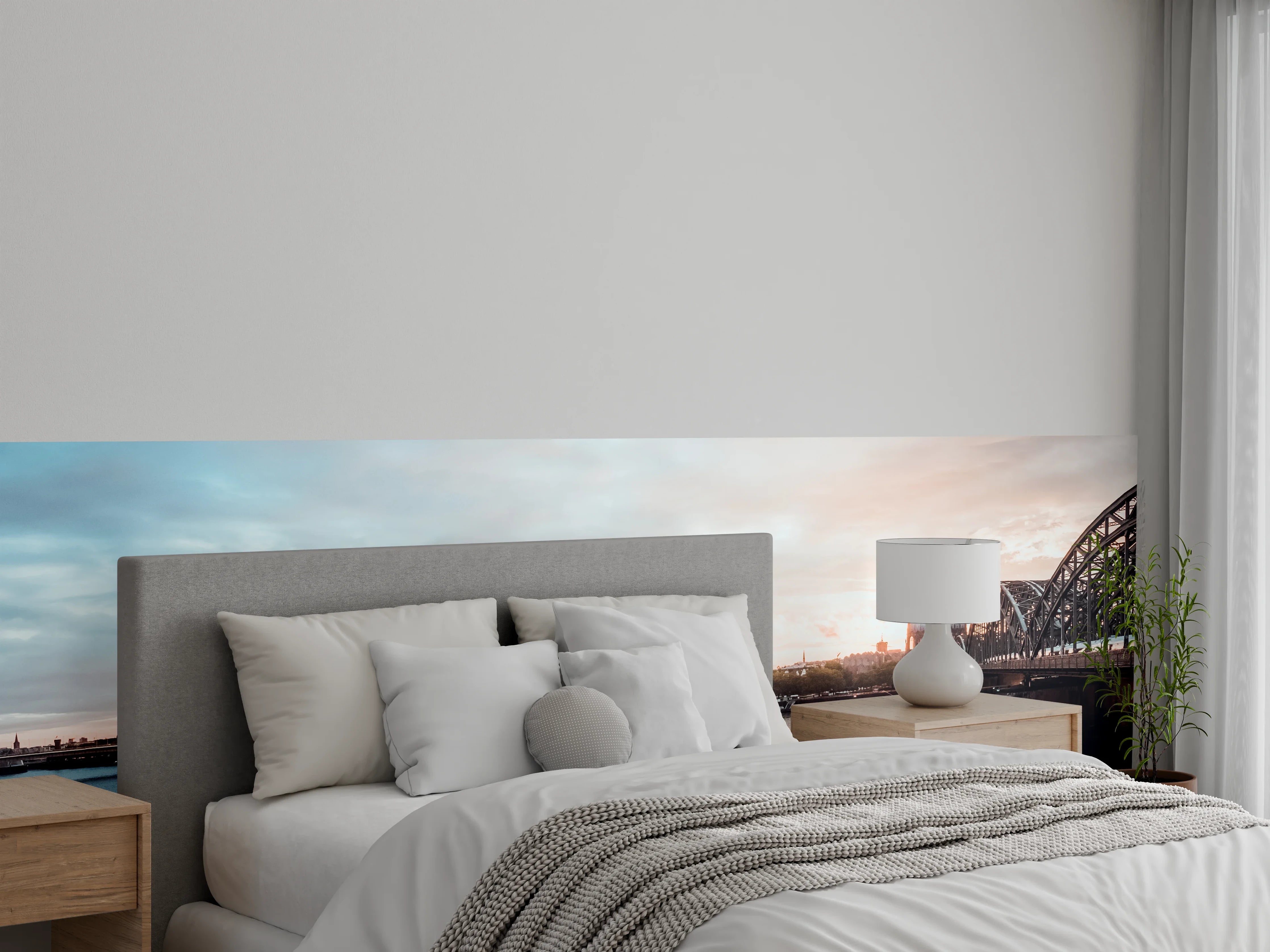 Wandverkleidung Schlafzimmer - Panorama Köln Skyline am Rhein