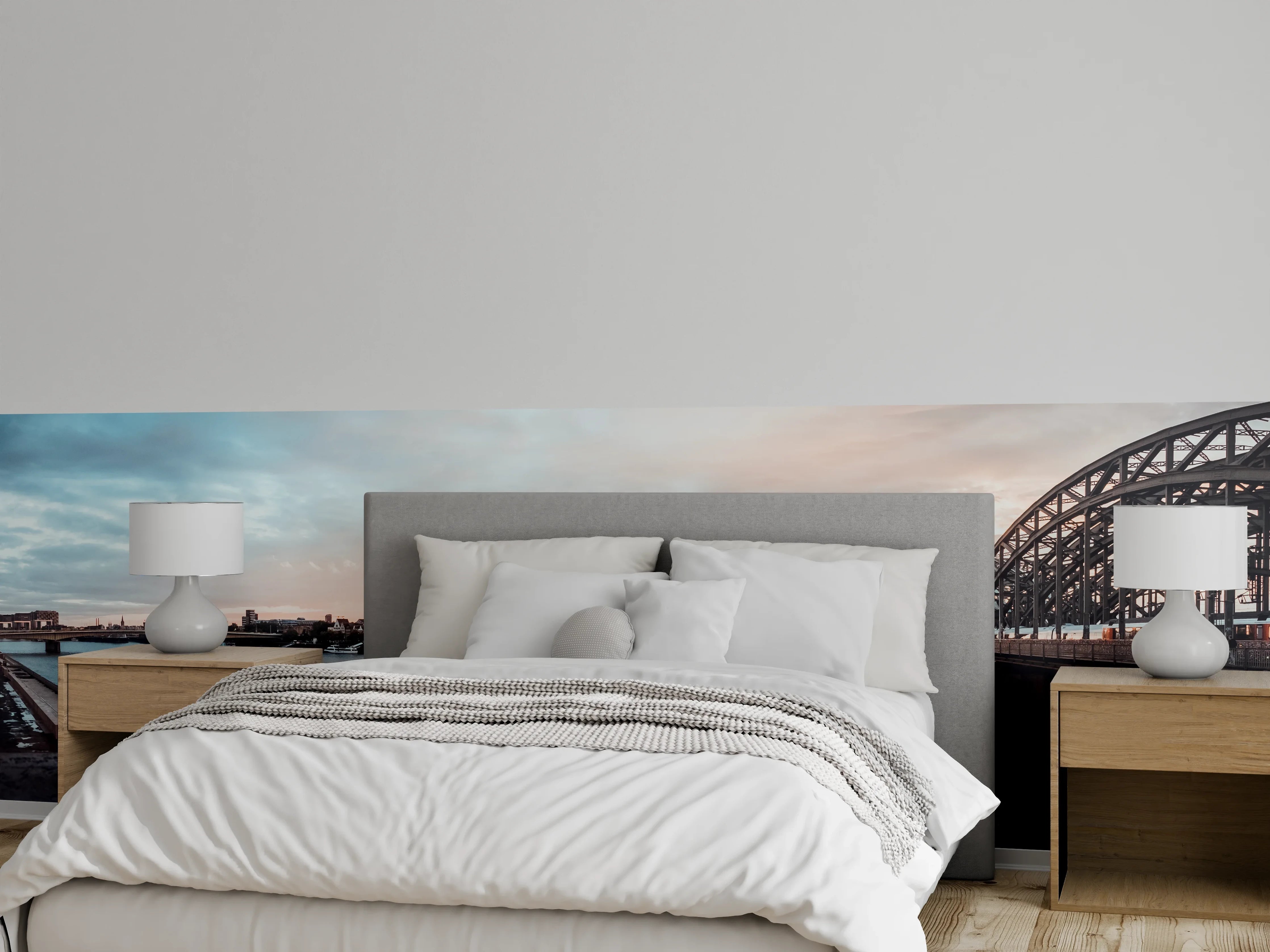 Wandverkleidung Schlafzimmer - Panorama Köln Skyline am Rhein