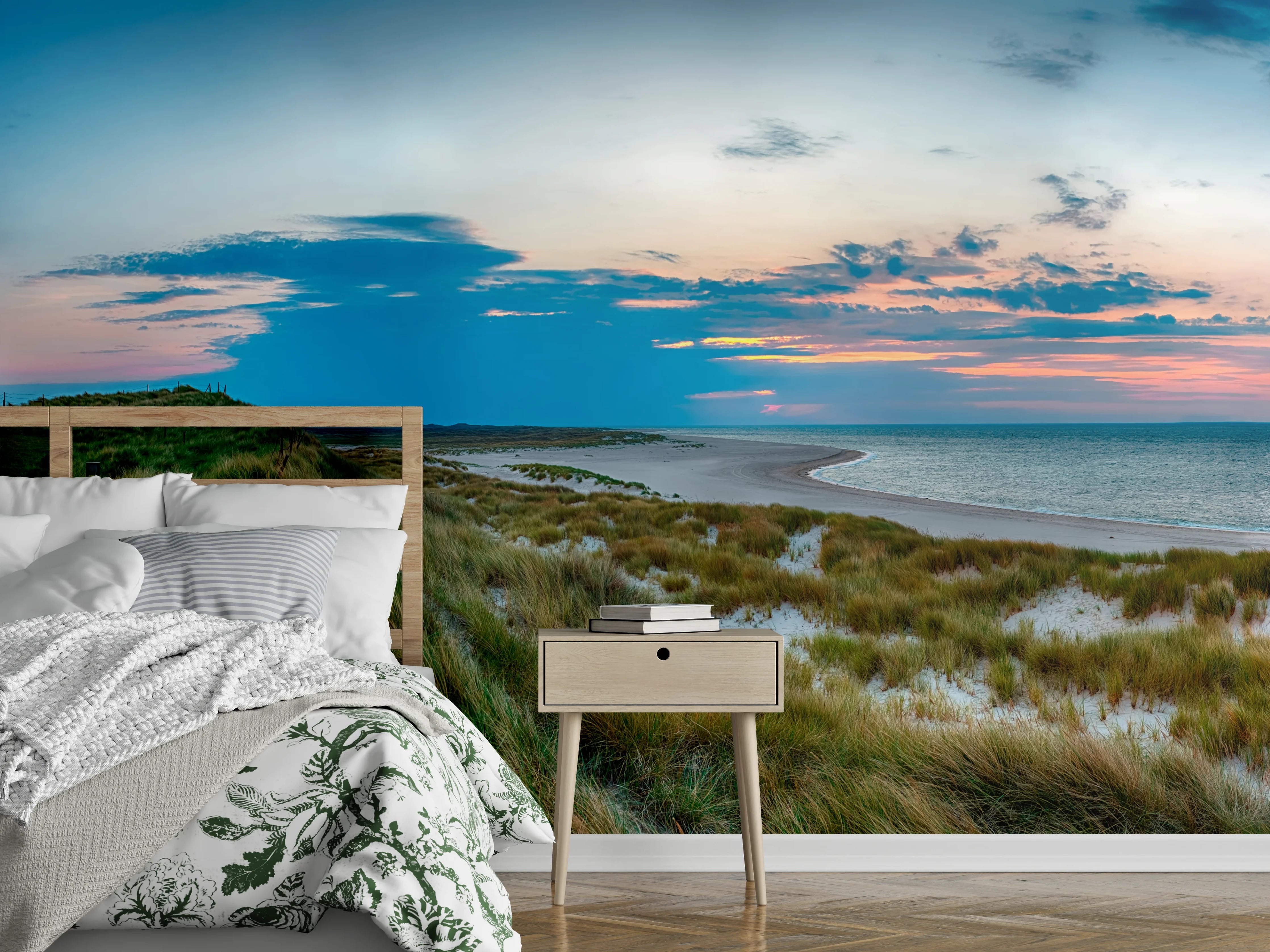 Wandverkleidung Schlafzimmer - Panorama Leuchtturm am Meer Sonnenuntergang