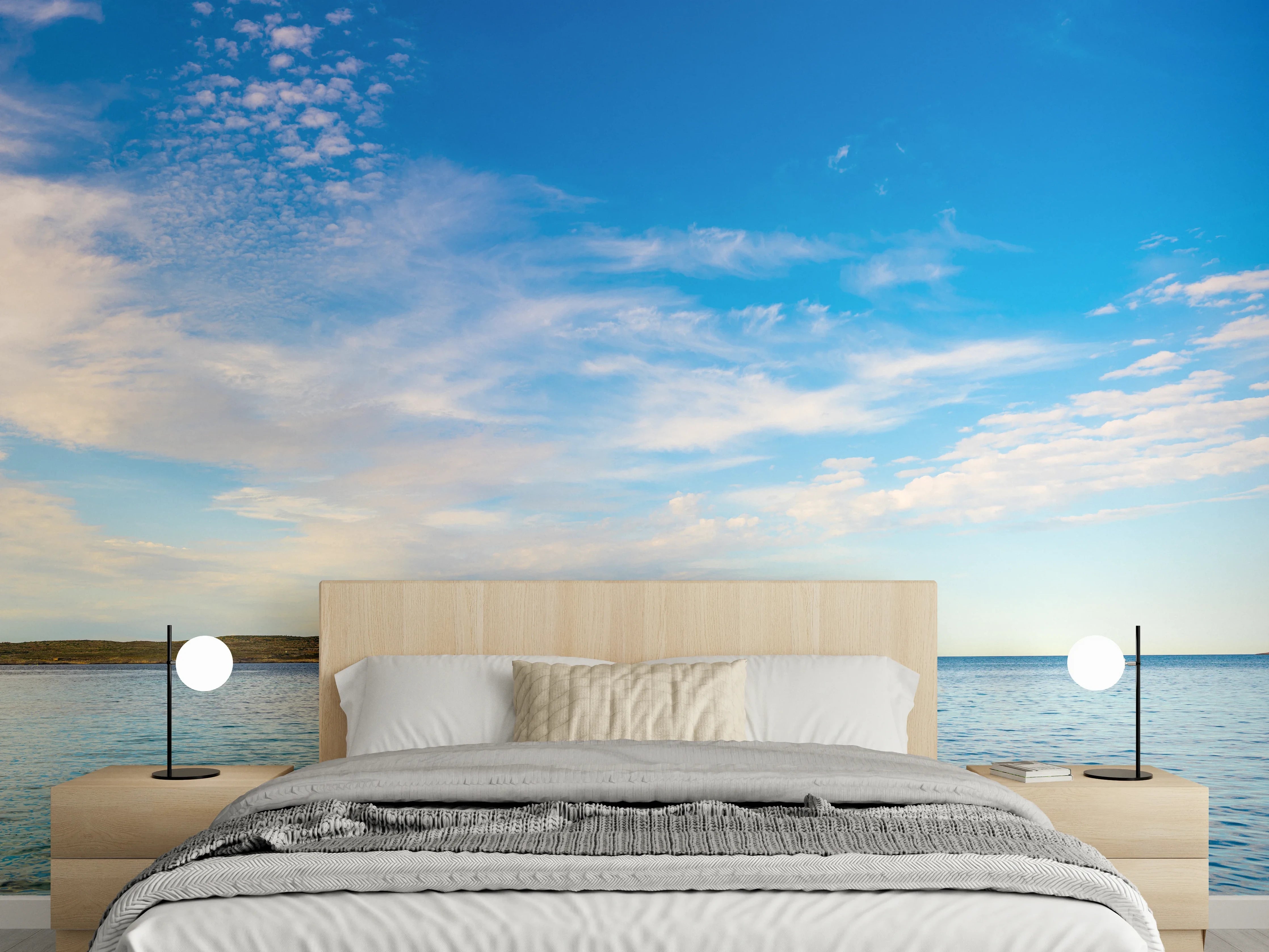 Wandverkleidung Schlafzimmer - Panorama Meer und blauer Himmel