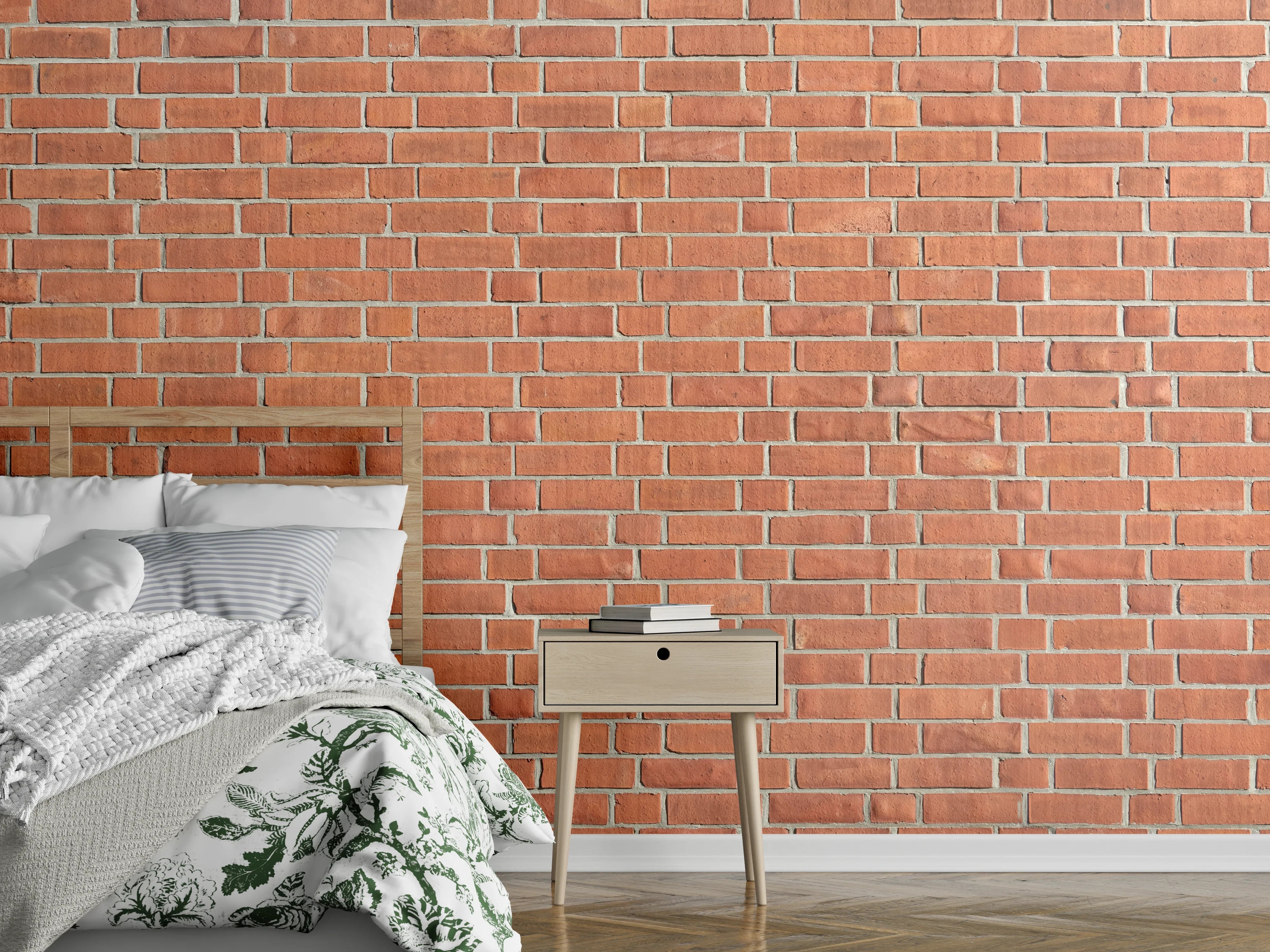 Wandverkleidung Schlafzimmer - Panorama Rote Ziegelwand