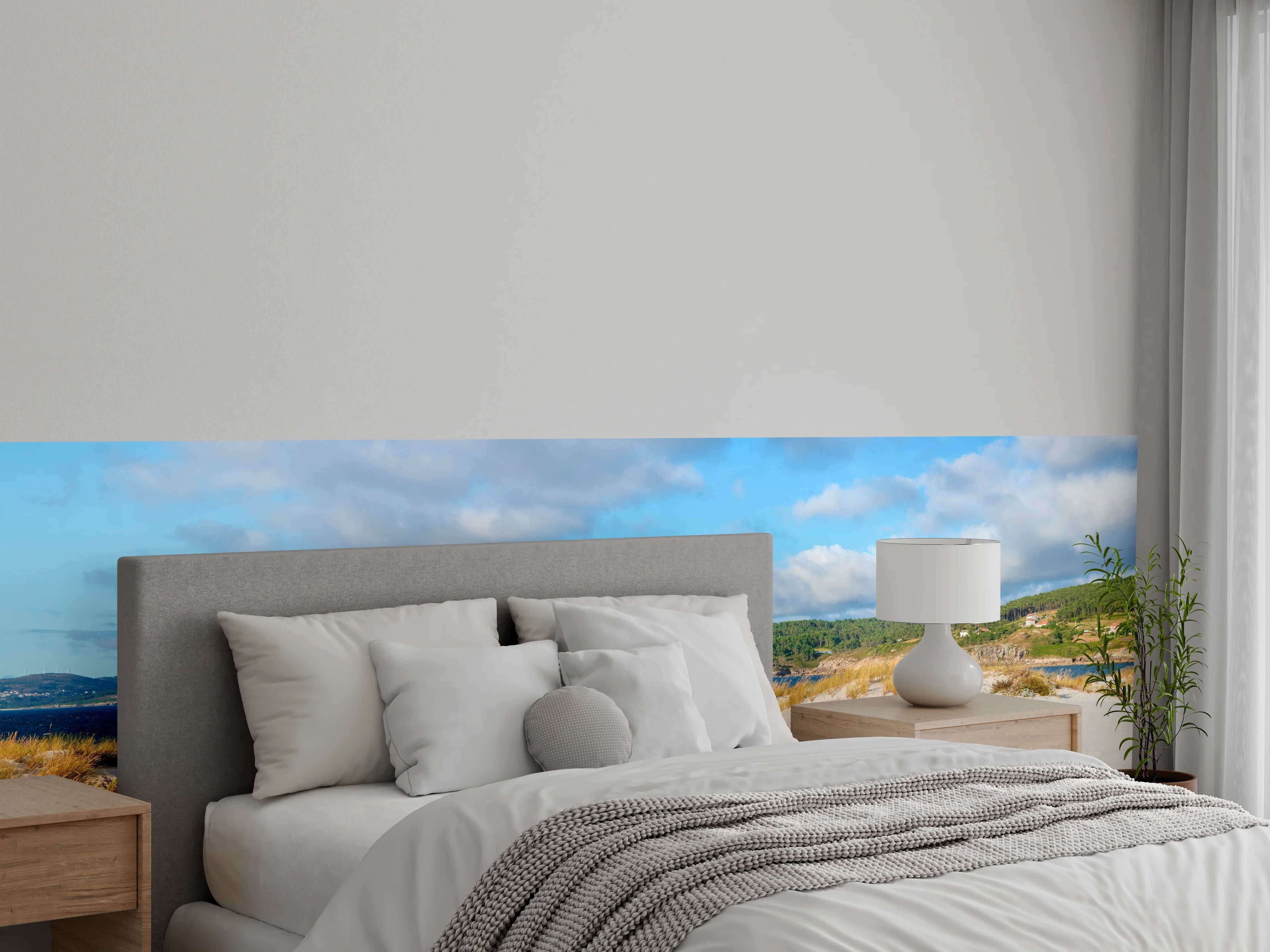 Wandverkleidung Schlafzimmer - Panorama Sandstrand mit Dünen und Meer