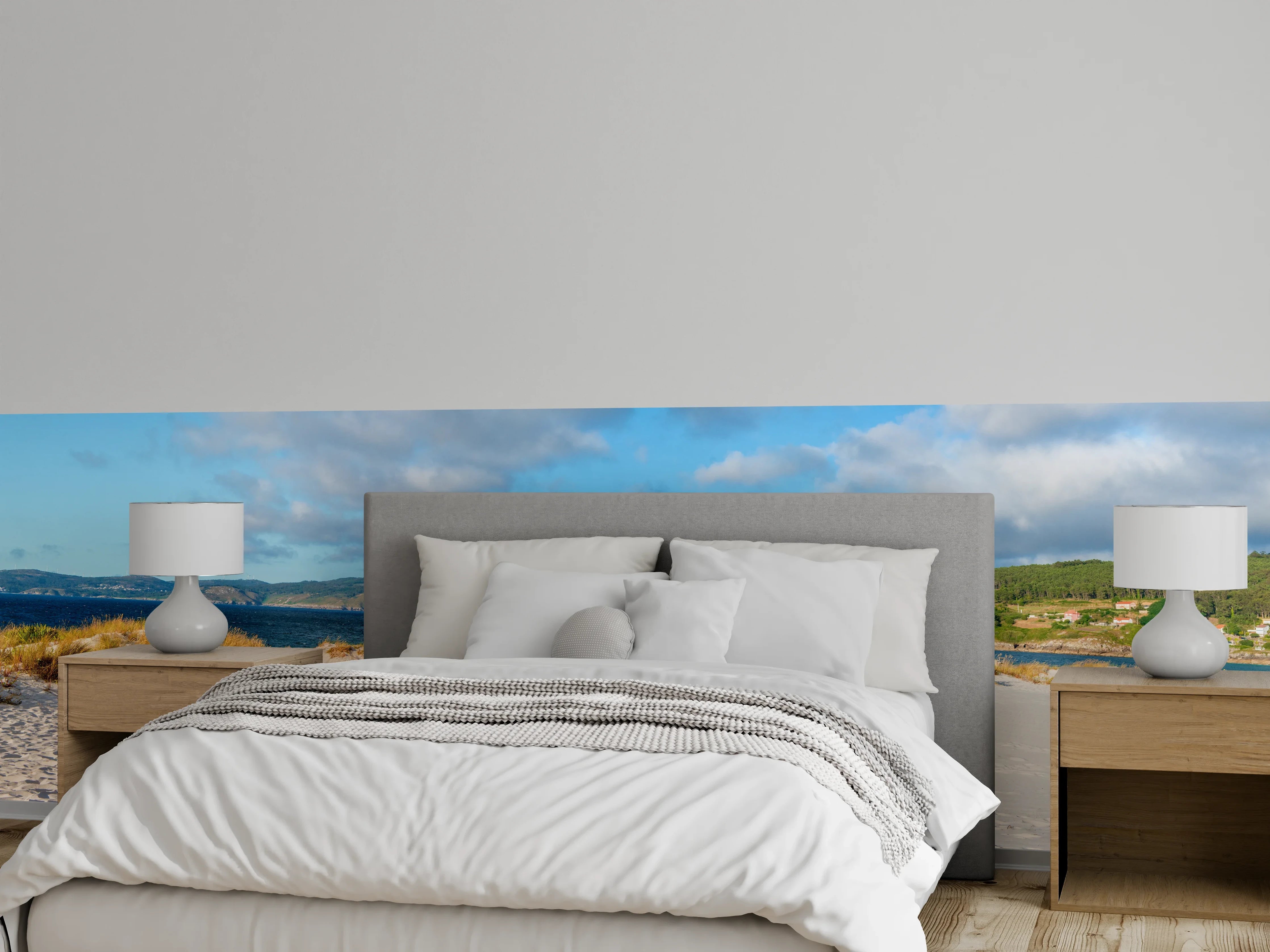Wandverkleidung Schlafzimmer - Panorama Sandstrand mit Dünen und Meer