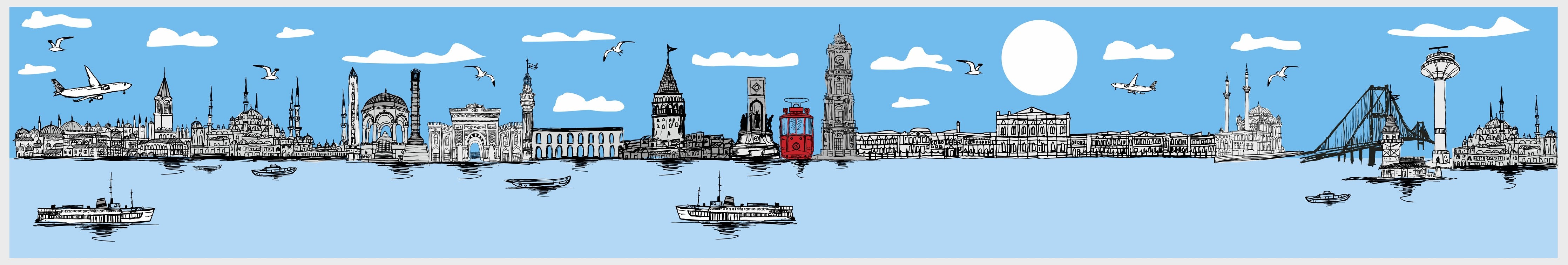 Wandverkleidung Schlafzimmer-Panorama Skylines Graphic Print