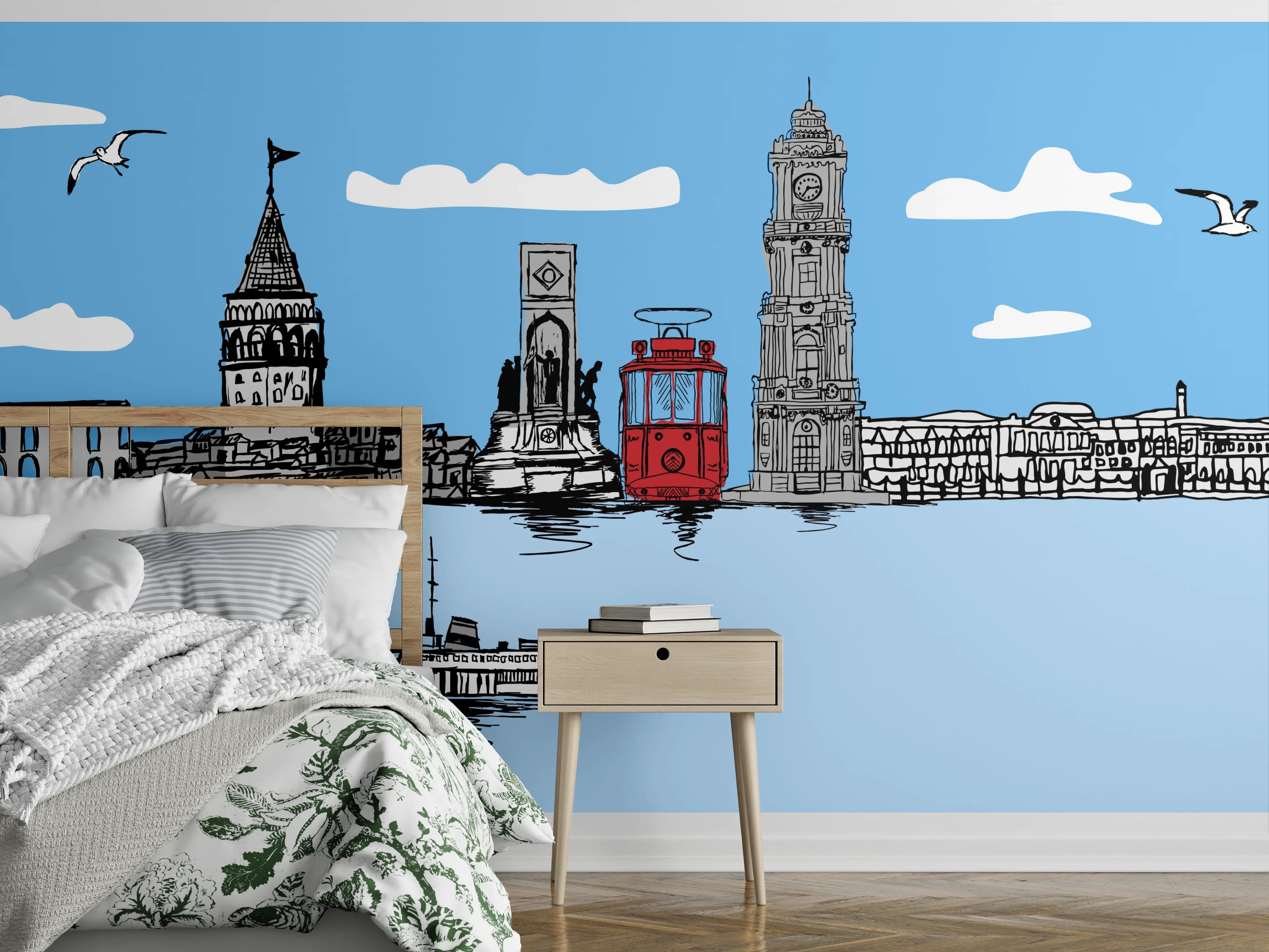 Wandverkleidung Schlafzimmer - Panorama Skylines Graphic Print