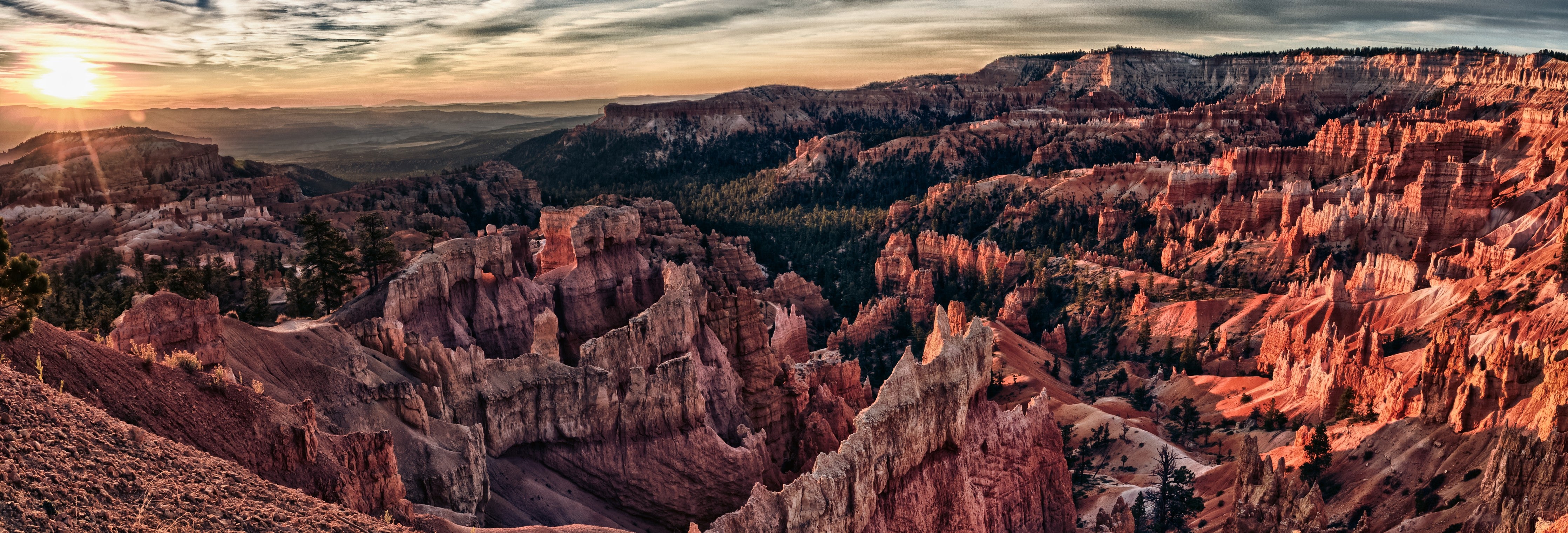 Wandverkleidung Schlafzimmer-Panorama Sonnenuntergang Canyon Landschaft