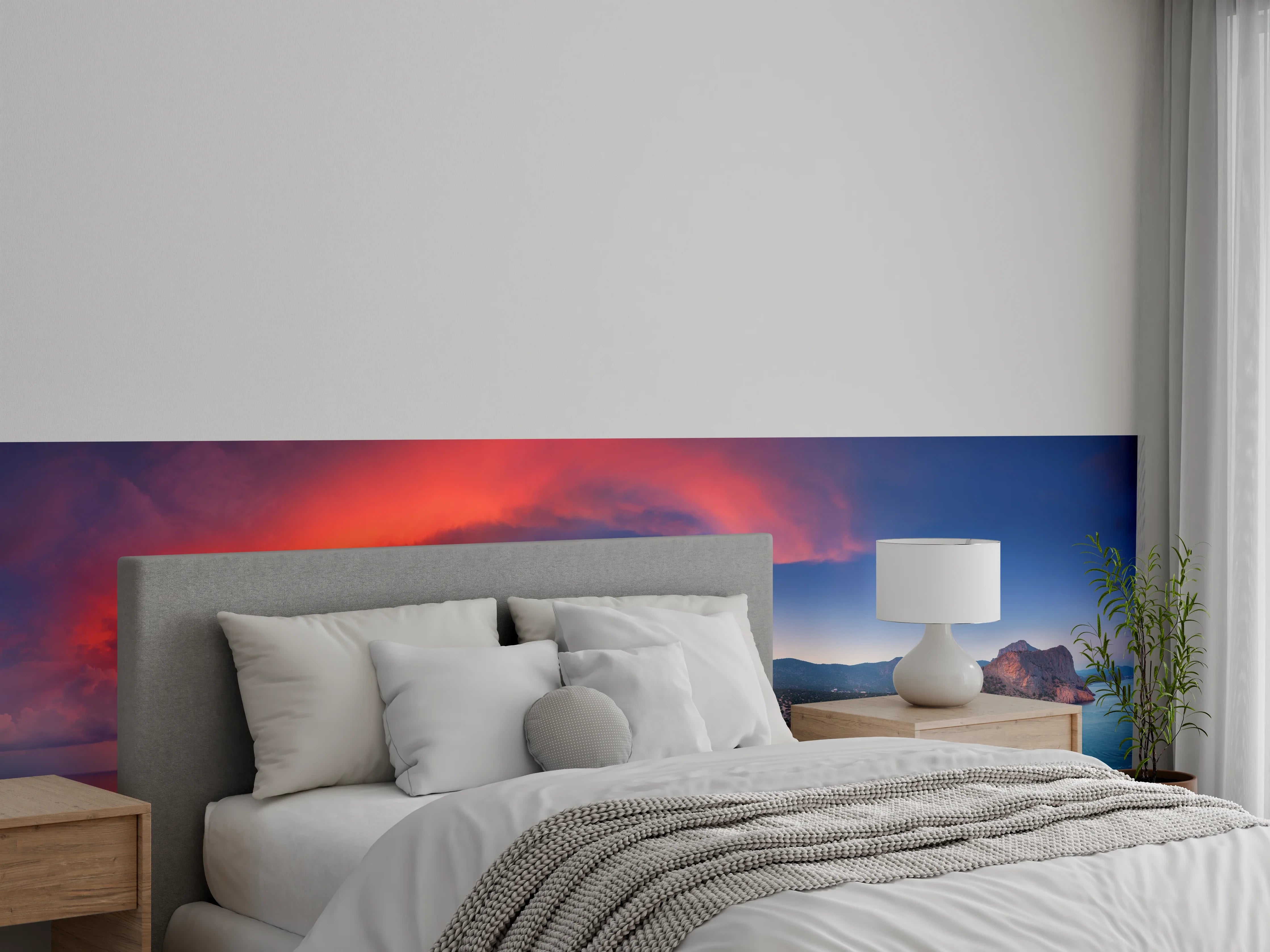 Wandverkleidung Schlafzimmer - Panorama Sonnenuntergang am Felsenmeer