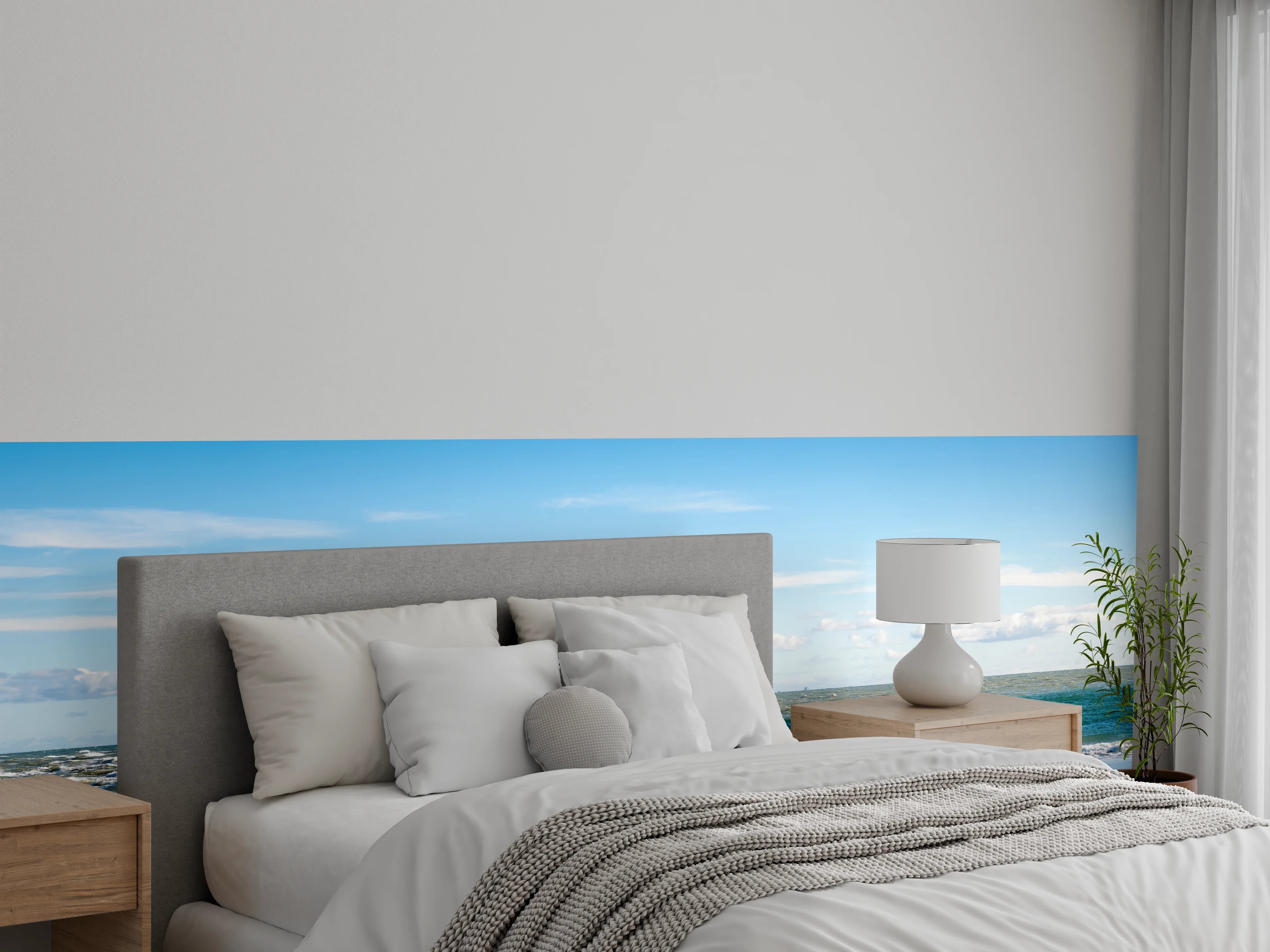 Wandverkleidung Schlafzimmer - Panorama Strand und Meer Fototapete