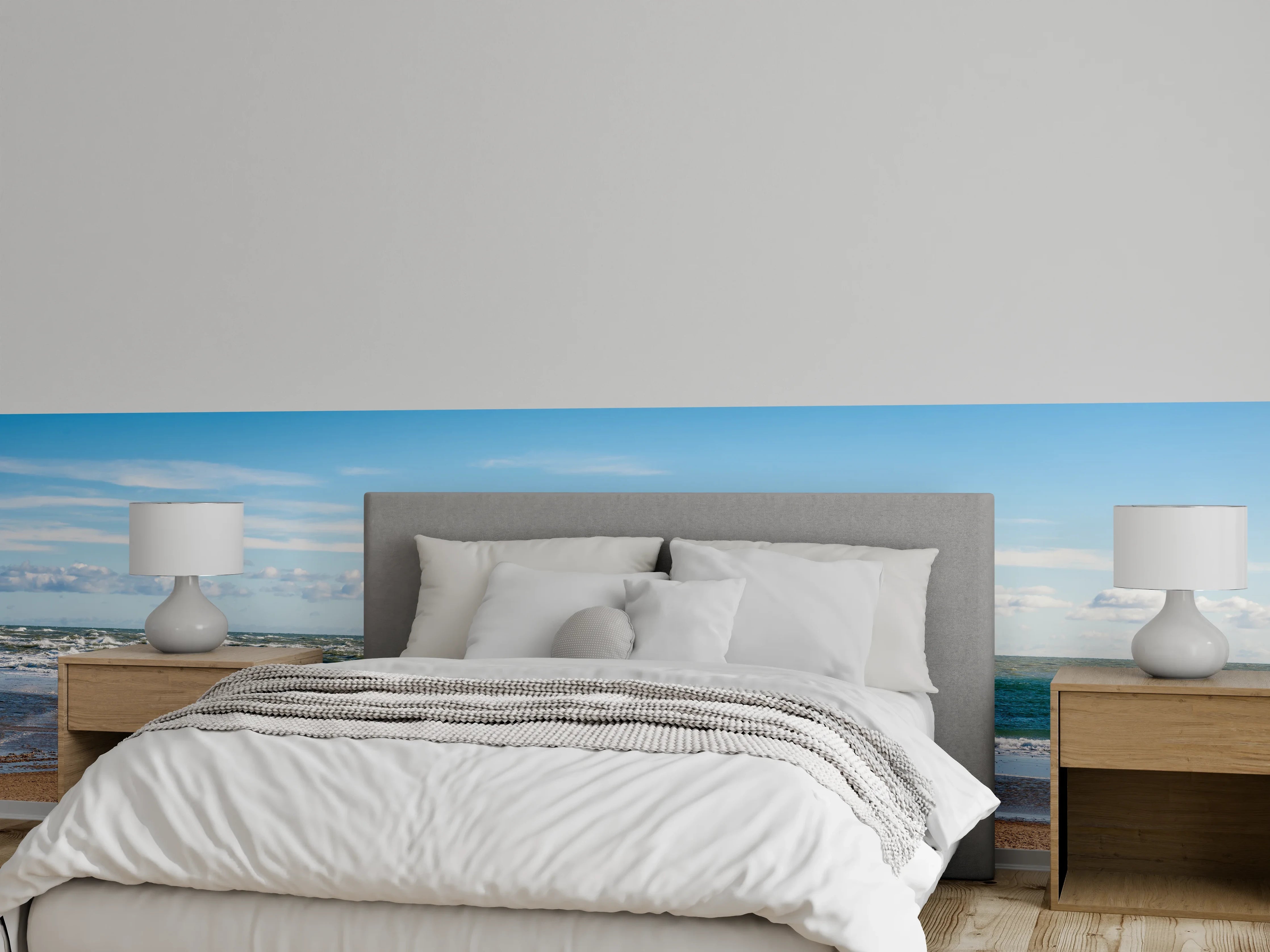 Wandverkleidung Schlafzimmer - Panorama Strand und Meer Fototapete