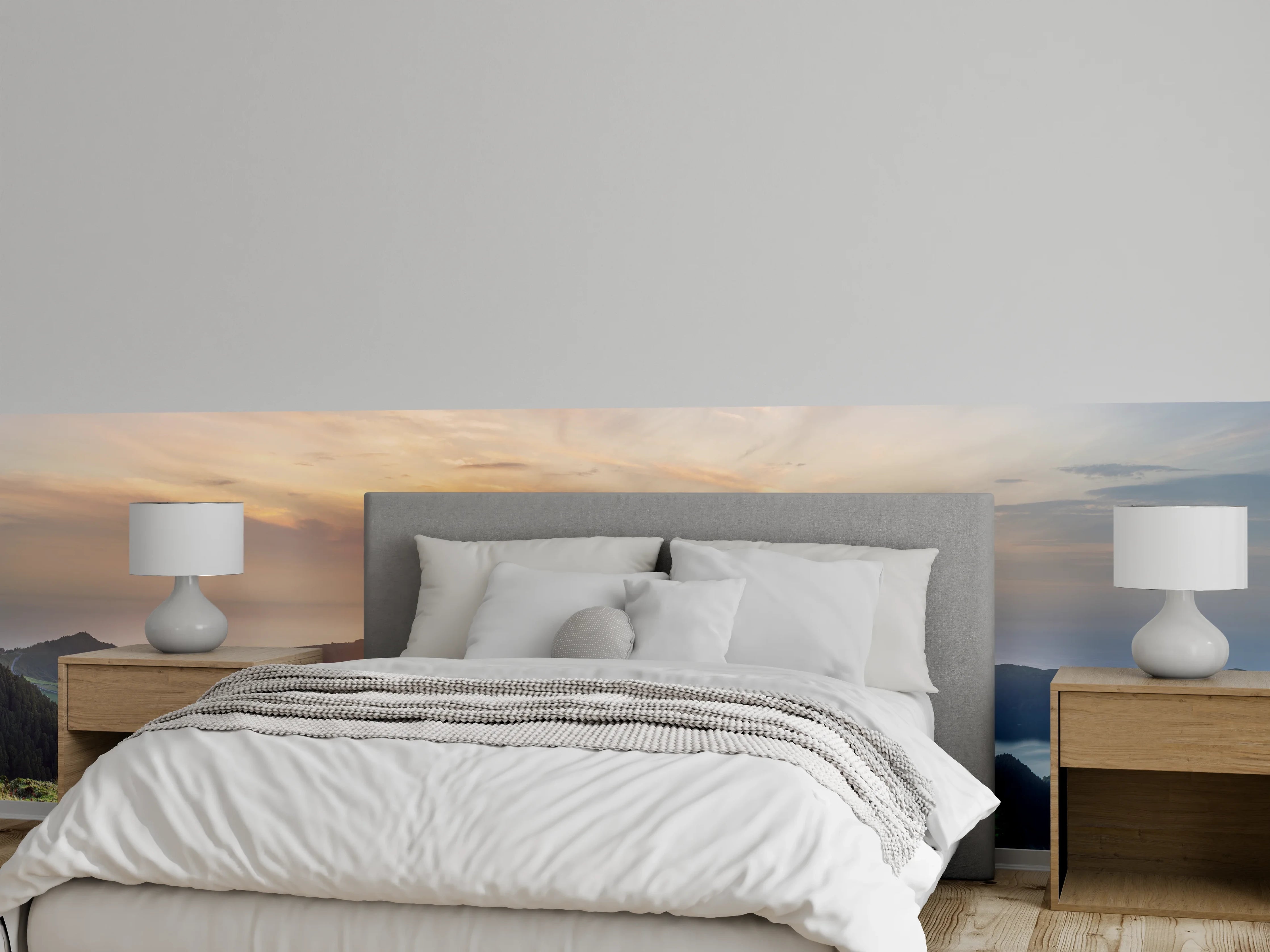 Wandverkleidung Schlafzimmer - Panorama Wanderweg bei Sonnenuntergang
