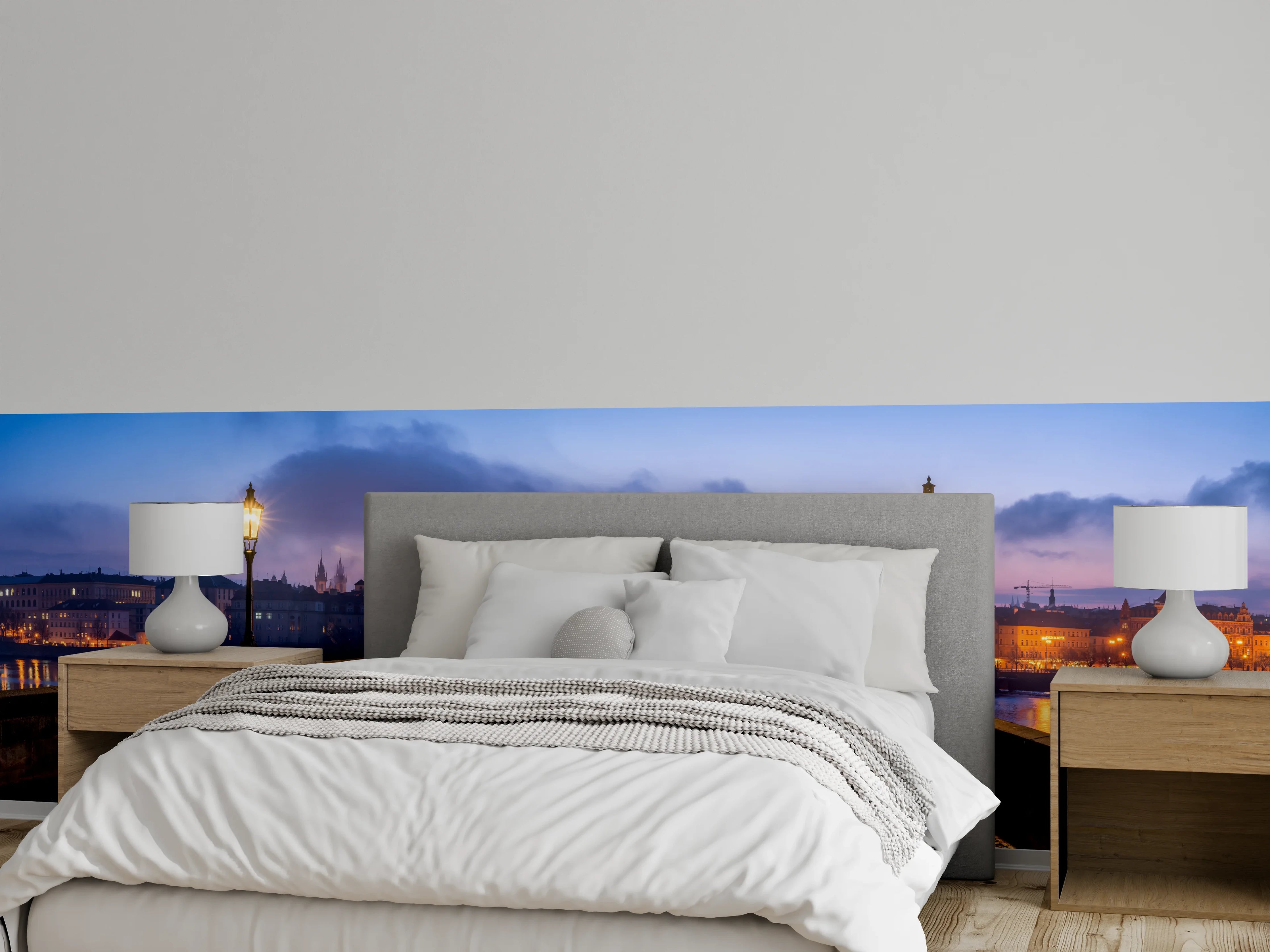 Wandverkleidung Schlafzimmer - Panorama der Karlsbrücke in Prag