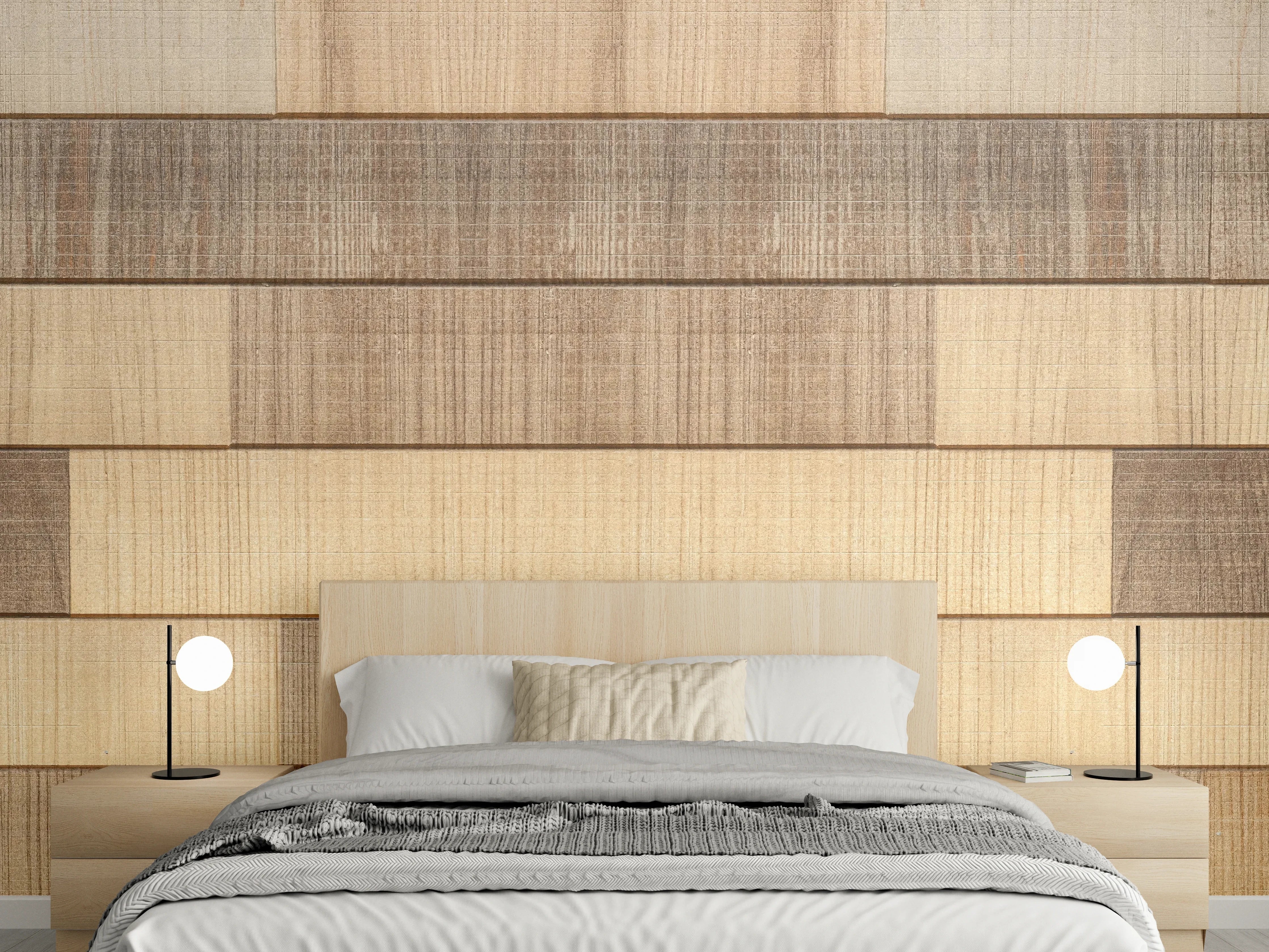 Wandverkleidung Schlafzimmer - Panorama der braunen Holzplanken