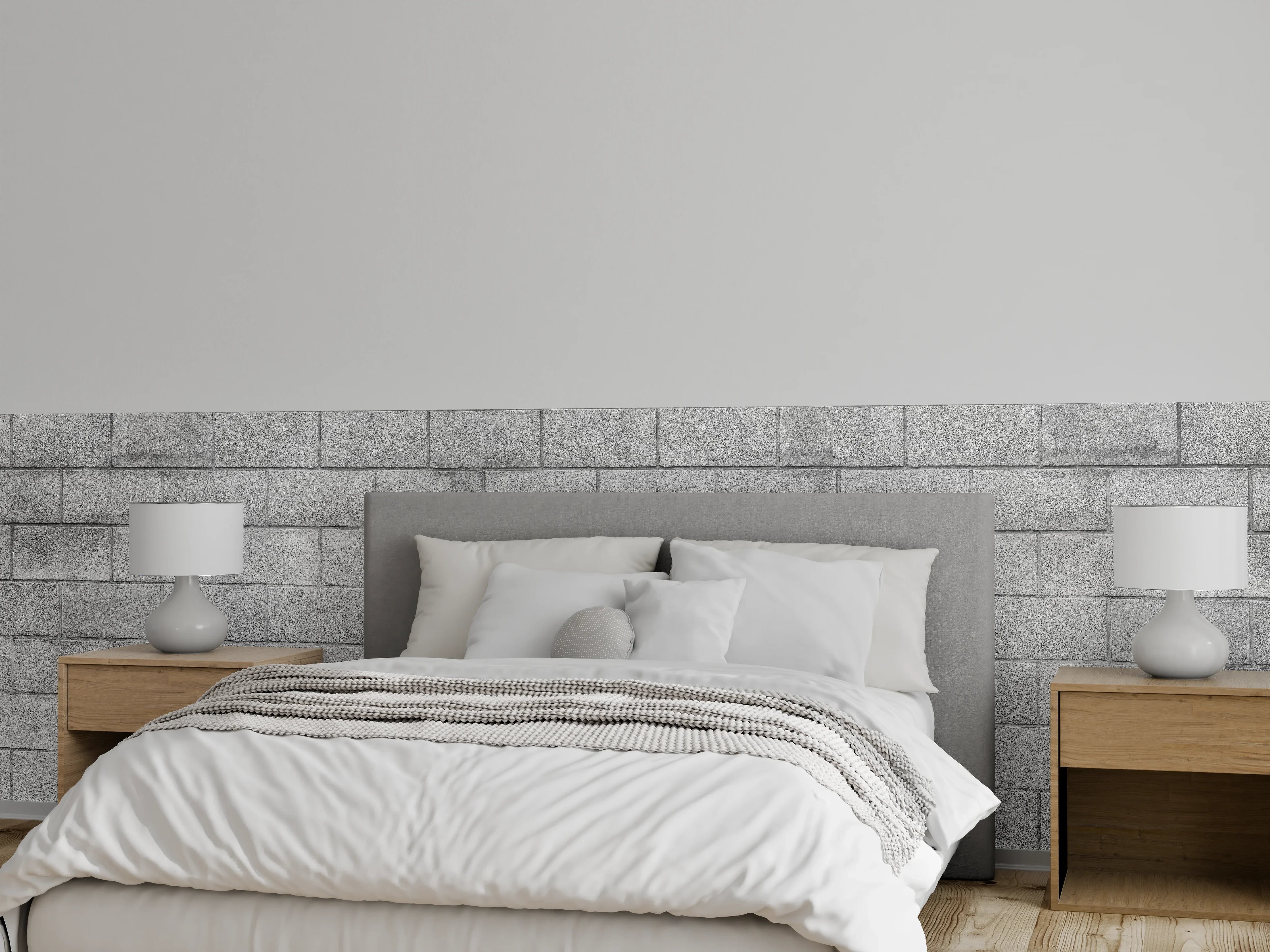 Wandverkleidung Schlafzimmer - Panorama der grauen Zementblockwand