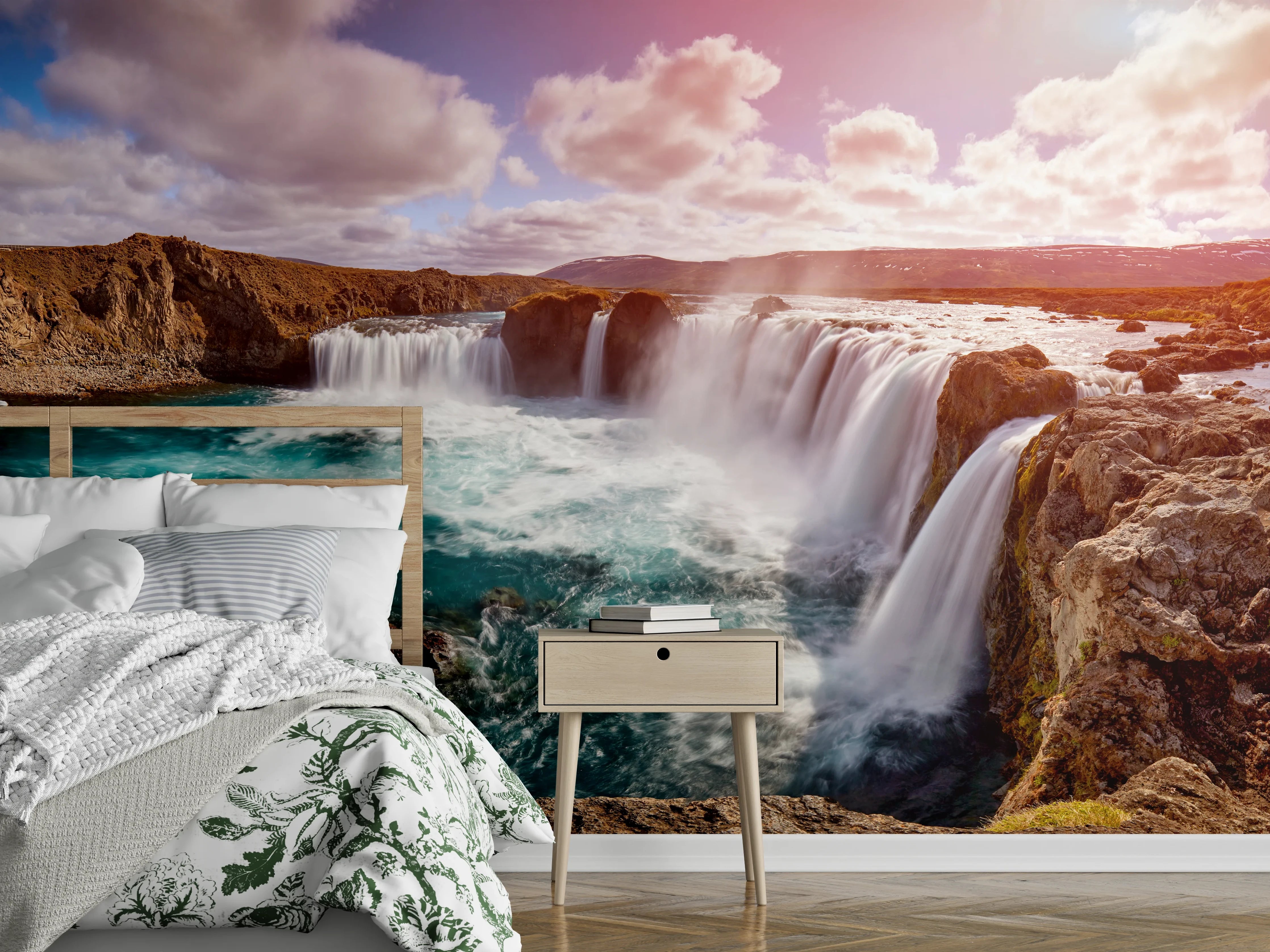 Wandverkleidung Schlafzimmer - Panorama des Goldenen Rings von Island - Vintage