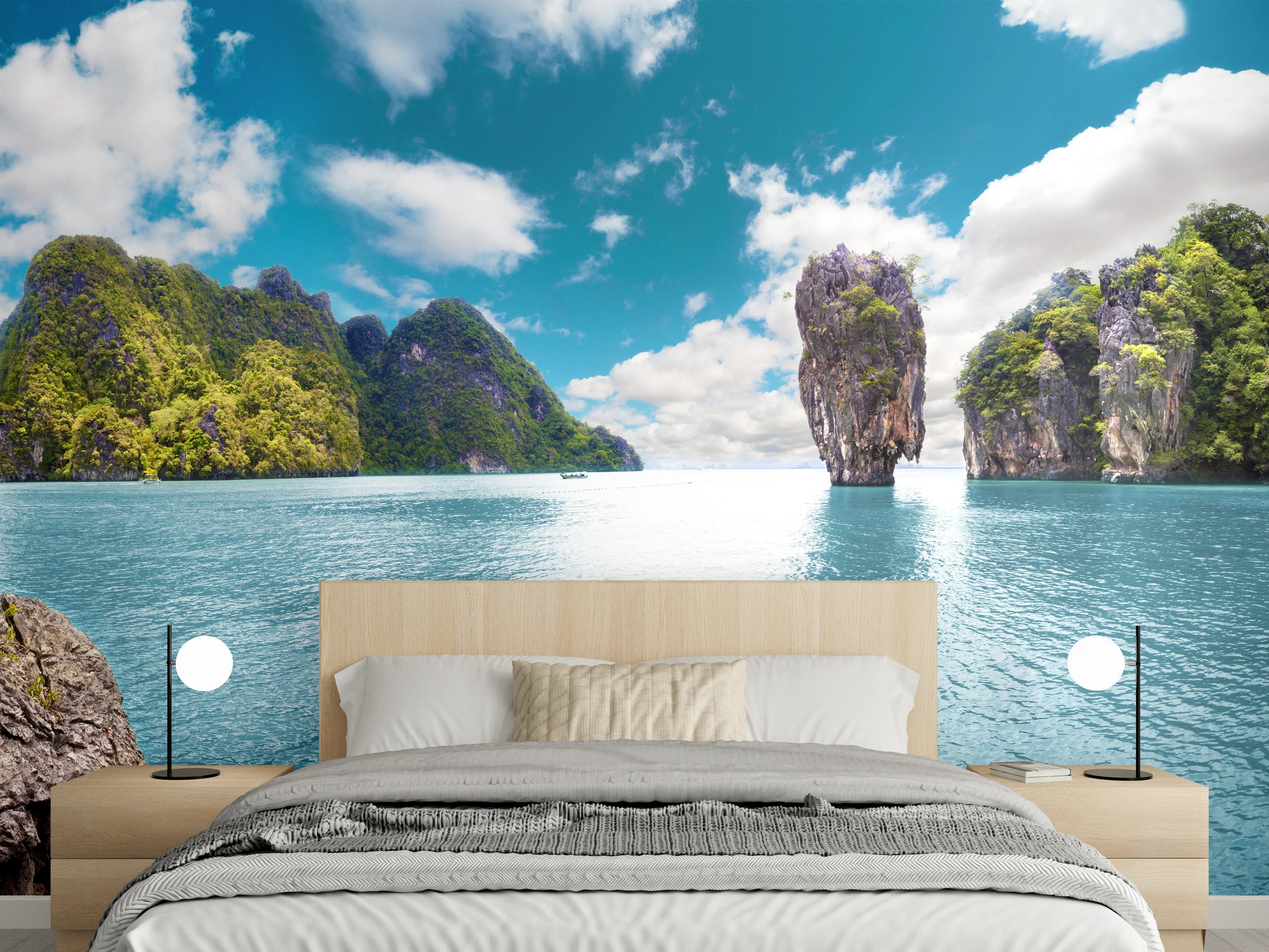 Wandverkleidung Schlafzimmer - Panorama thailändische Inseln und türkisblaues Meer