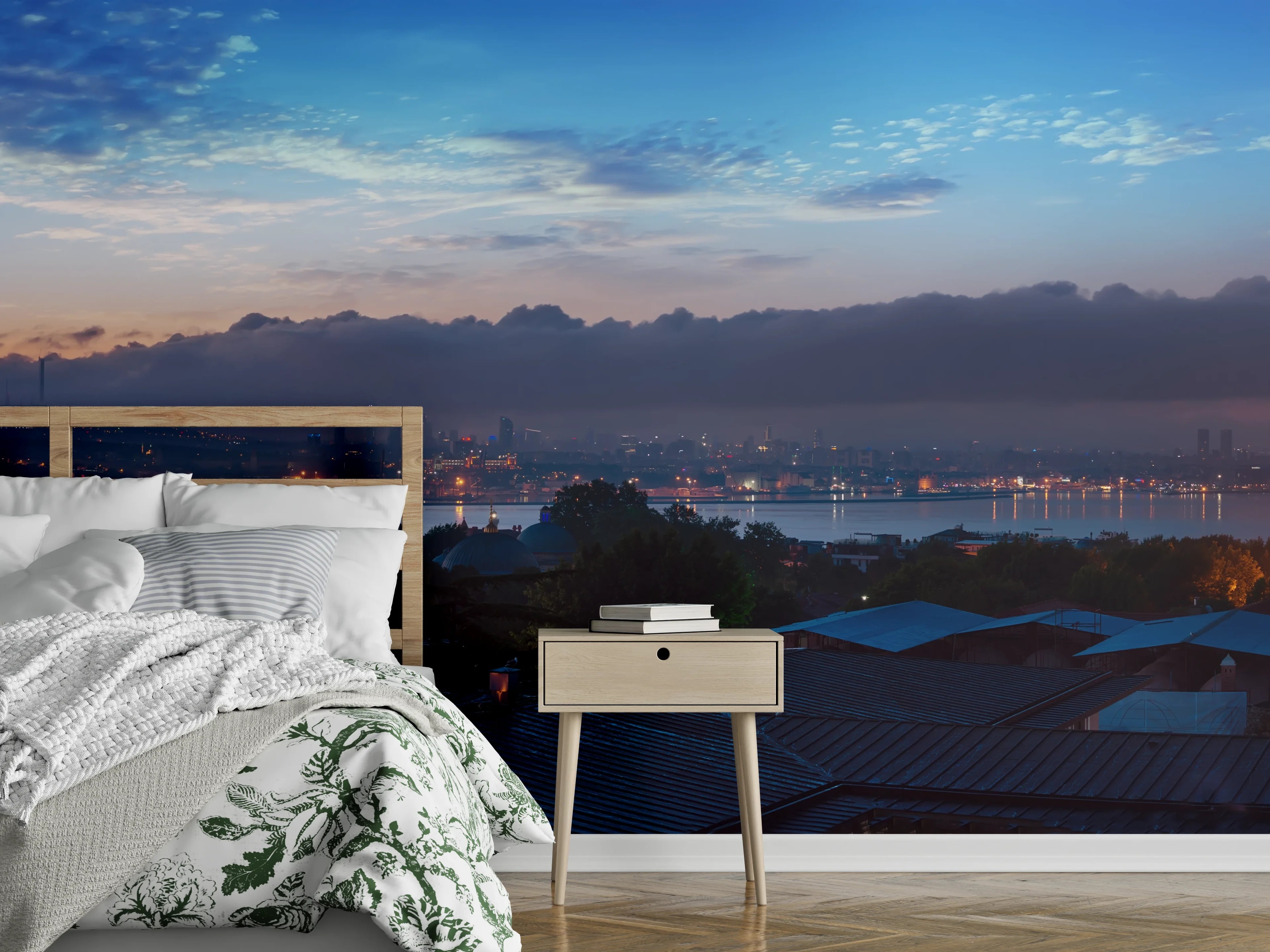 Wandverkleidung Schlafzimmer - Panorama von Istanbul im Nacht