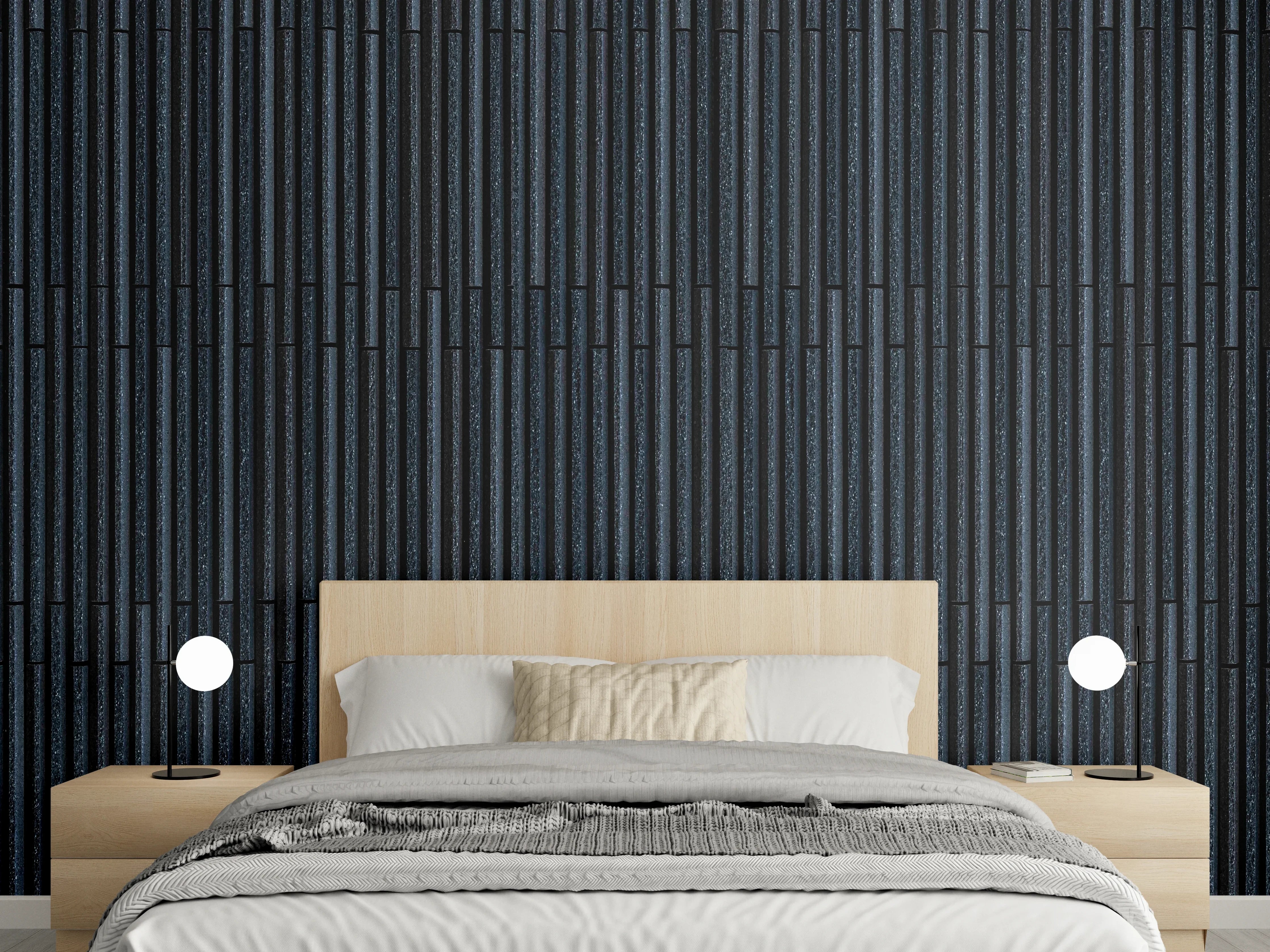 Wandverkleidung Schlafzimmer - Panorama von dunklem Granitblock