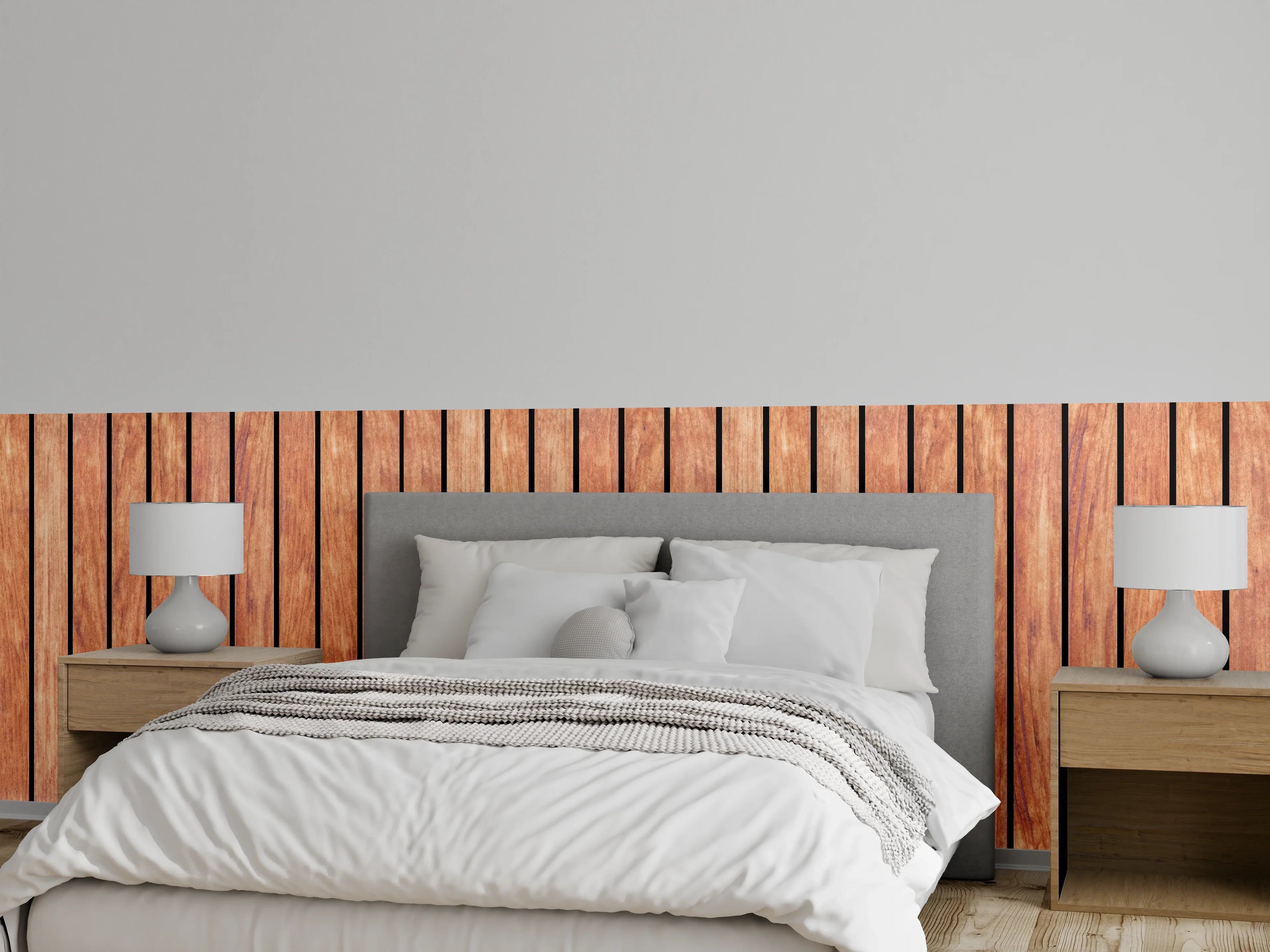Wandverkleidung Schlafzimmer - Panorama von hellen Holzplanken