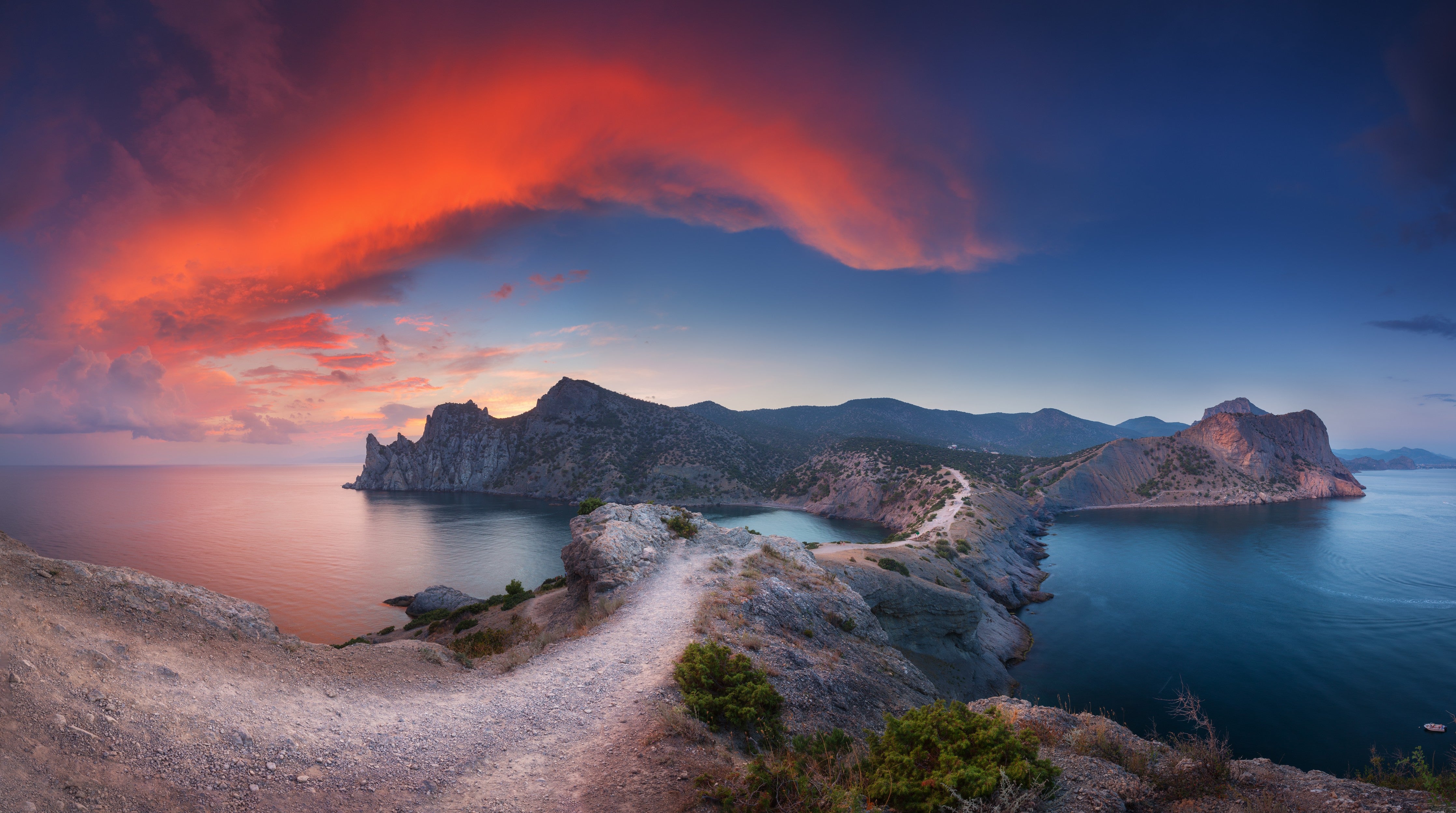 Wandverkleidung Schlafzimmer-Panoramablick Sonnenuntergang am Meer