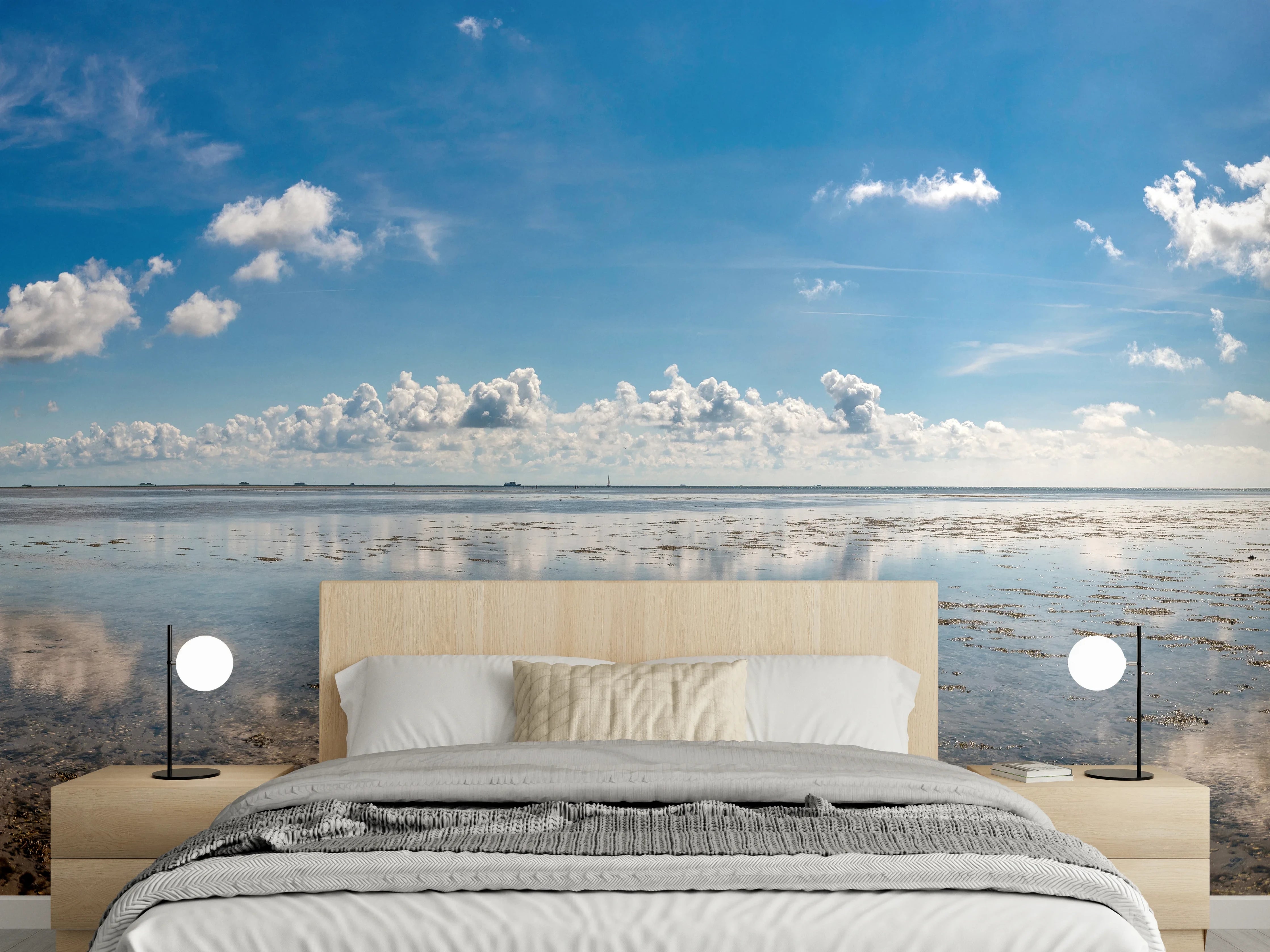 Wandverkleidung Schlafzimmer - Panoramablick auf den ruhigen Ozean