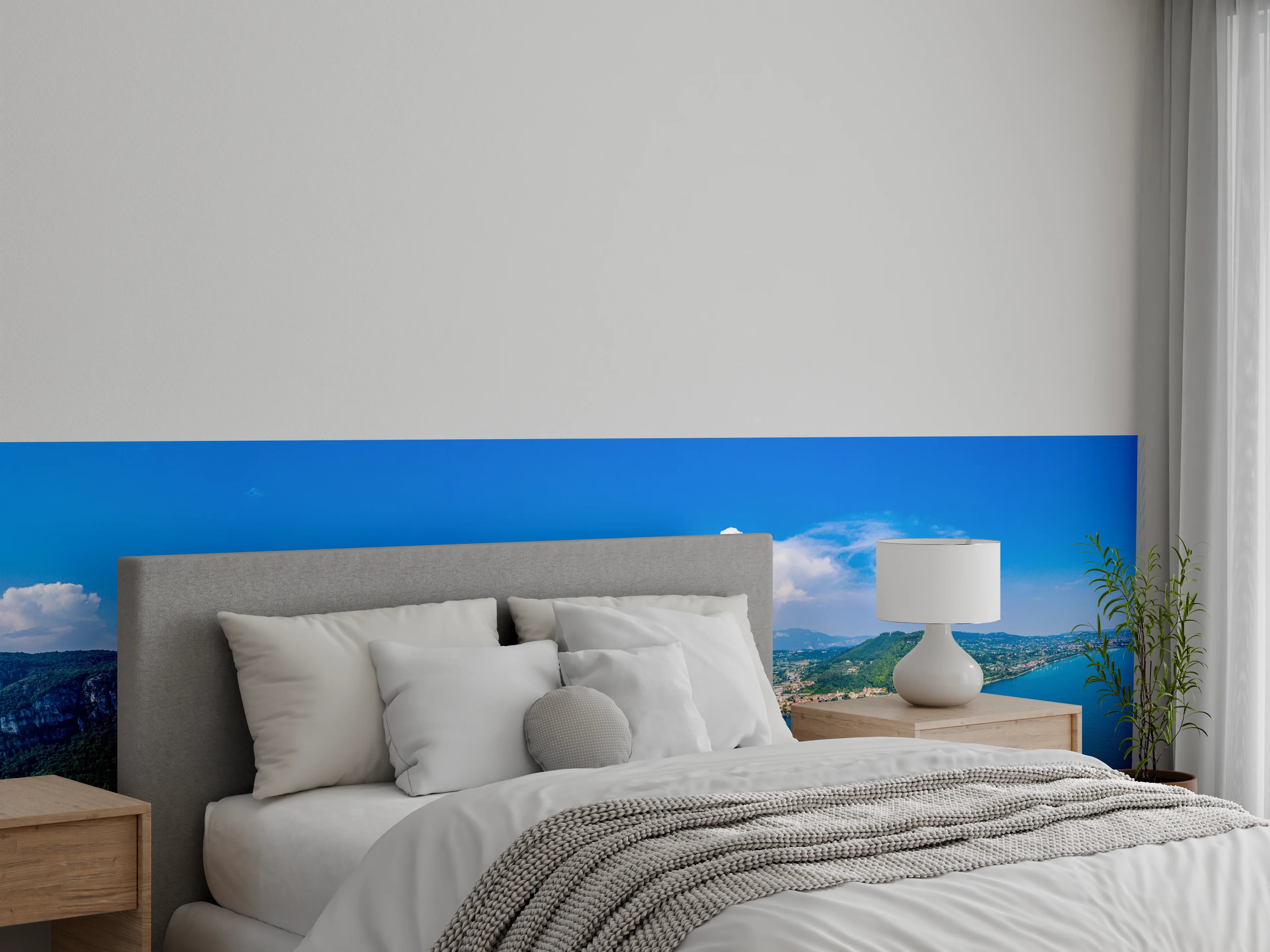 Wandverkleidung Schlafzimmer - Panoramablick auf idyllischen Gardasee