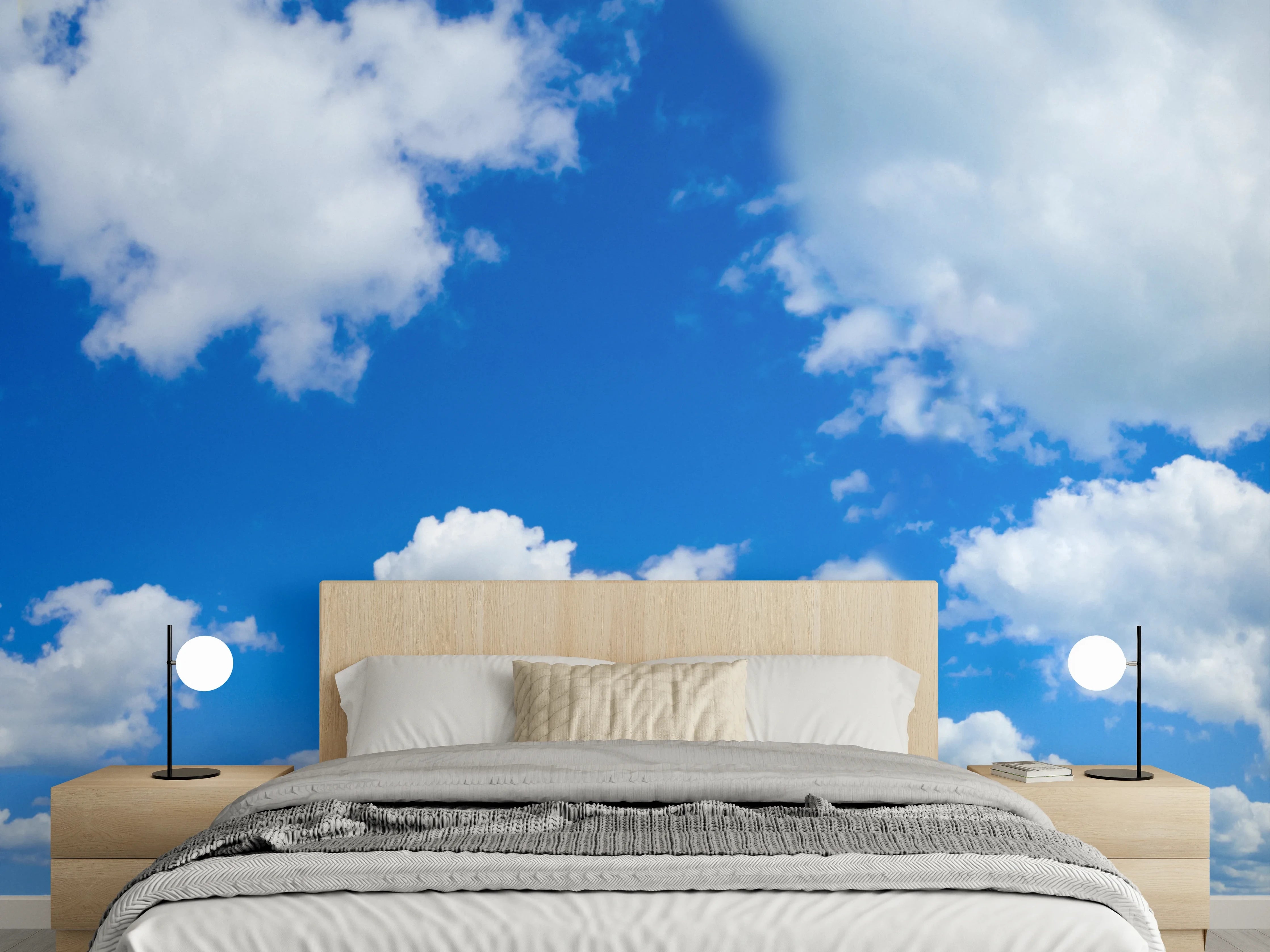 Wandverkleidung Schlafzimmer - Panoramischer Himmel mit Wolken