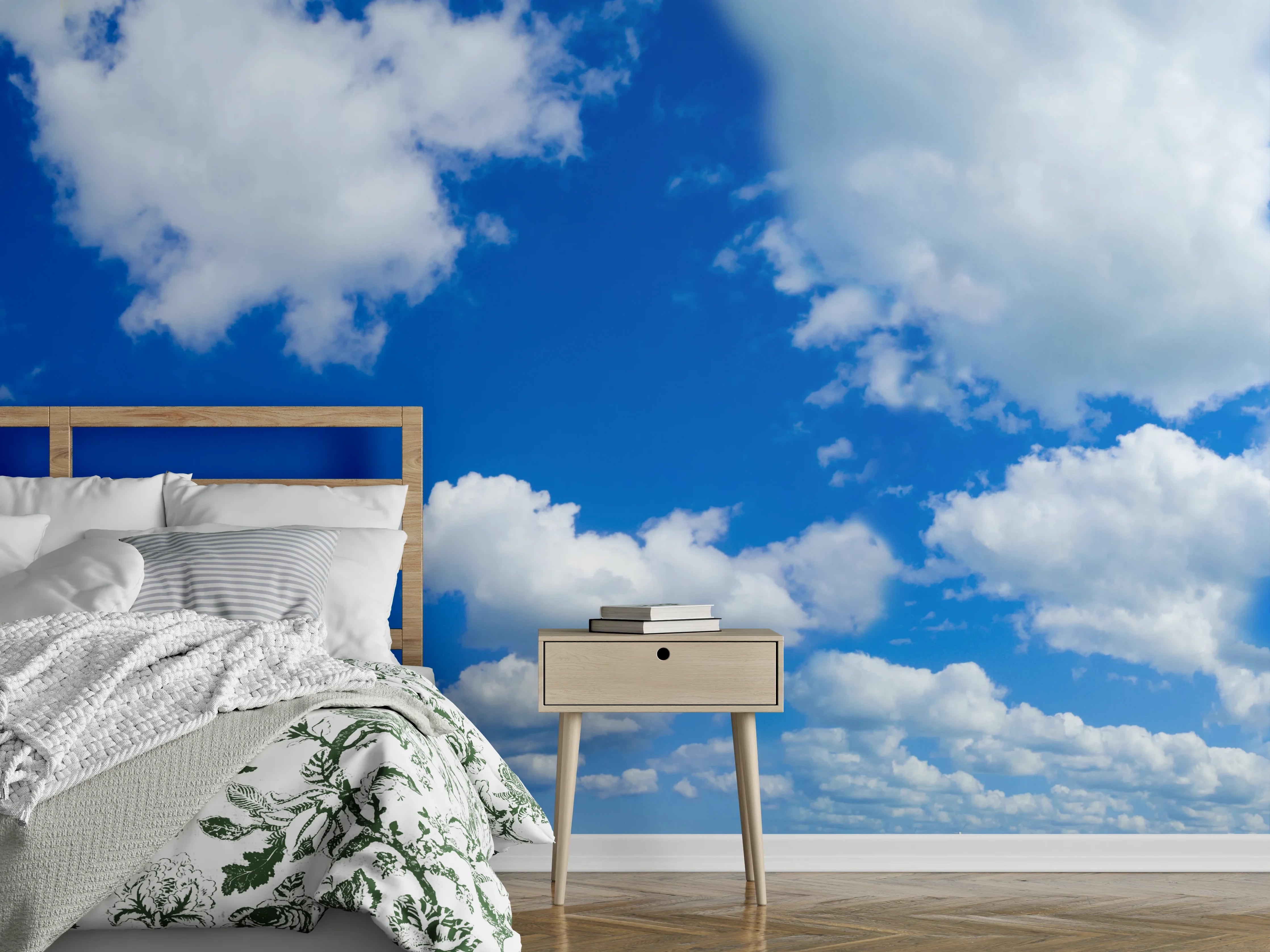 Wandverkleidung Schlafzimmer - Panoramischer Himmel mit Wolken