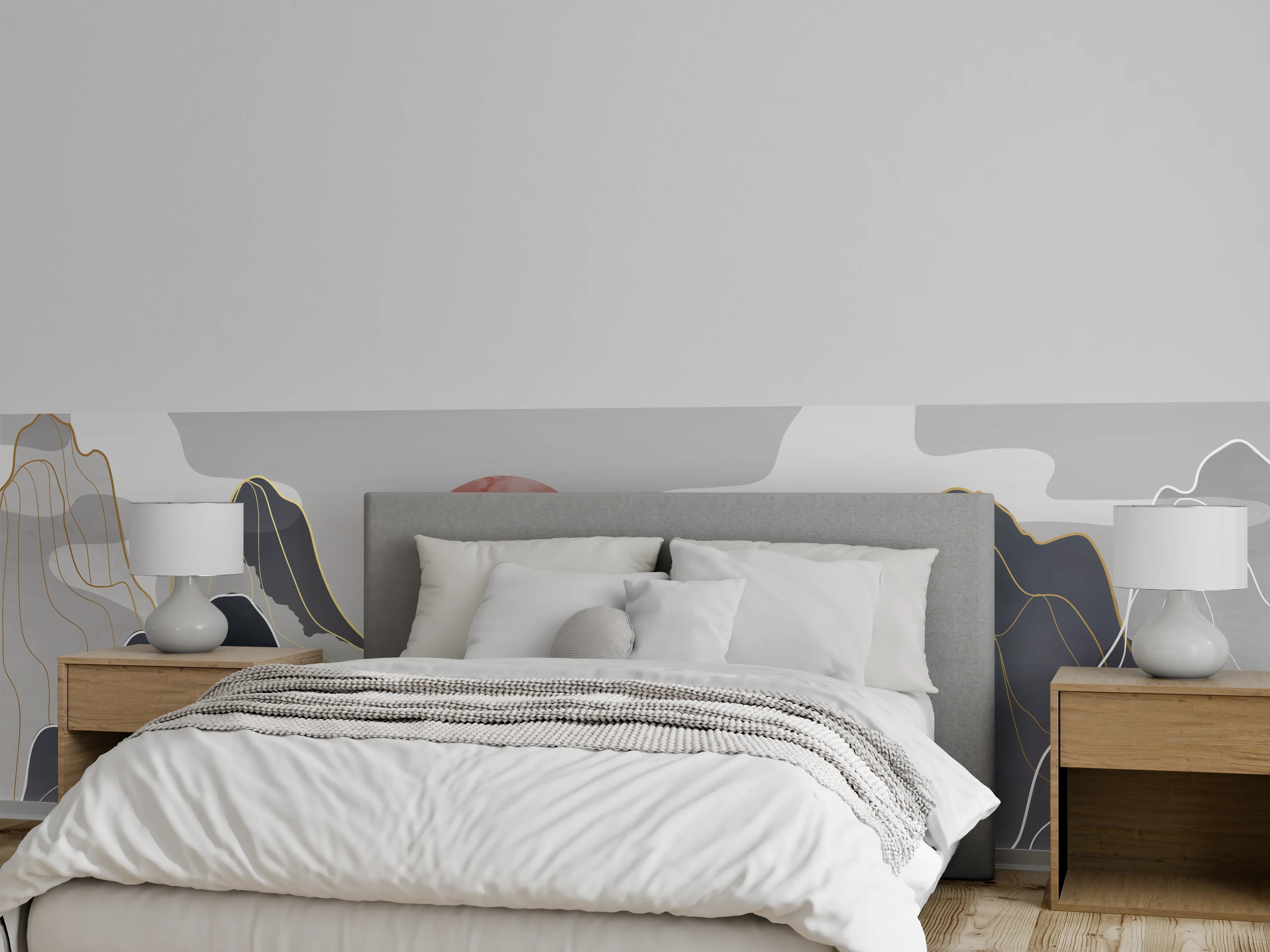 Wandverkleidung Schlafzimmer - Pastell Berge Abendsonne