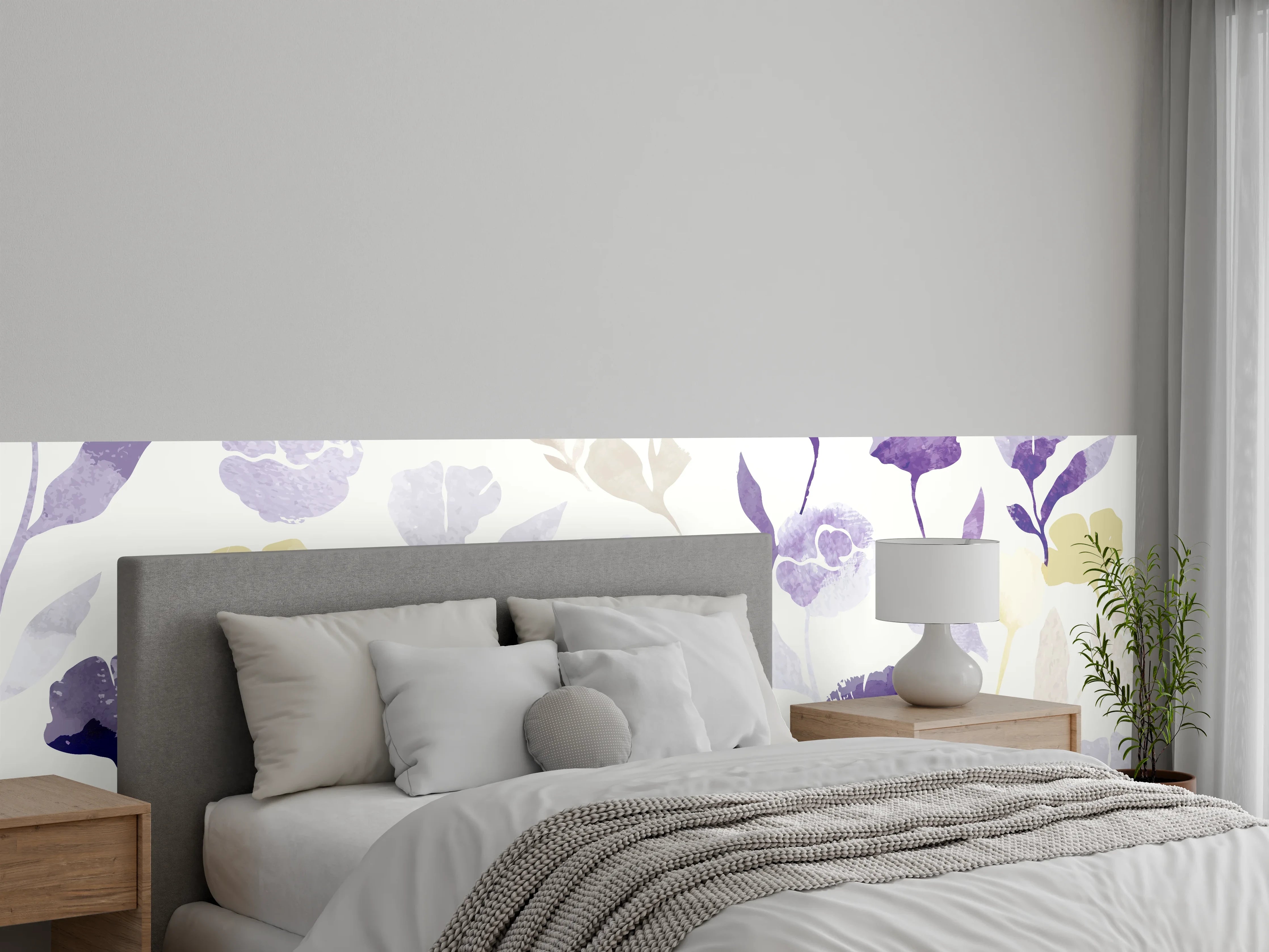 Wandverkleidung Schlafzimmer - Pastell Blumen Aquarell Design