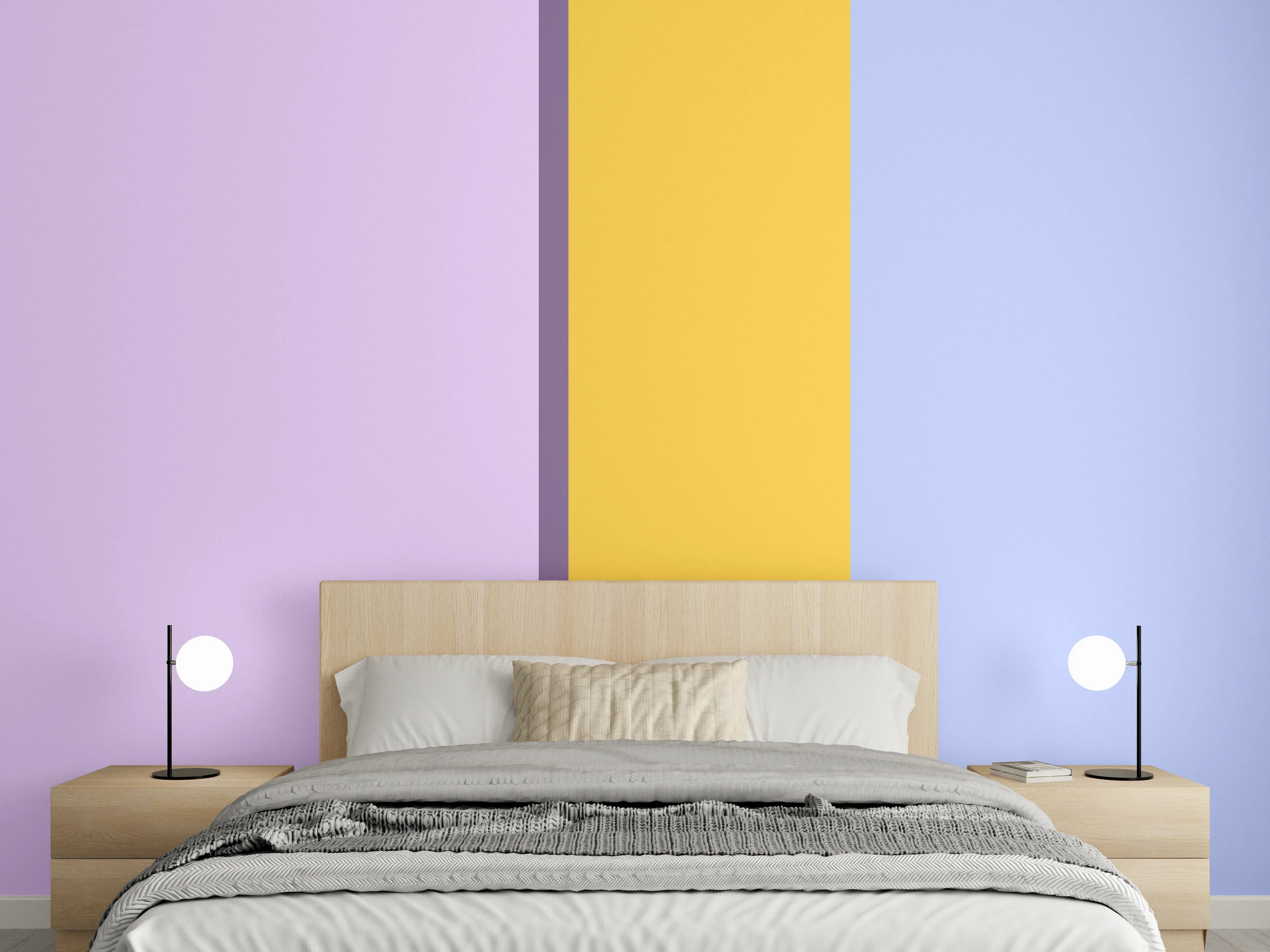 Wandverkleidung Schlafzimmer - Pastellfarbene Blockstreifen Modernes Design