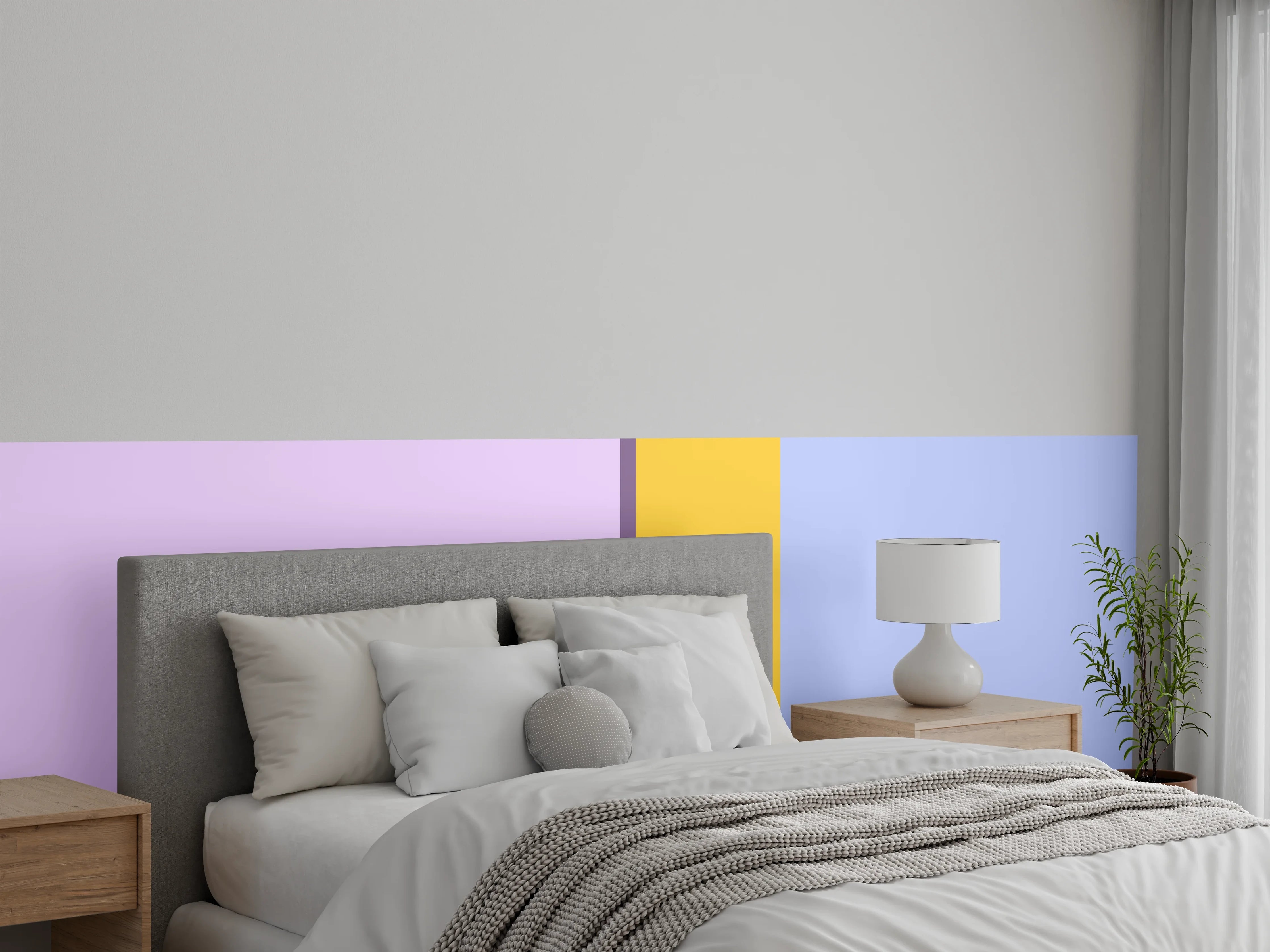 Wandverkleidung Schlafzimmer - Pastellfarbene Blockstreifen Modernes Design