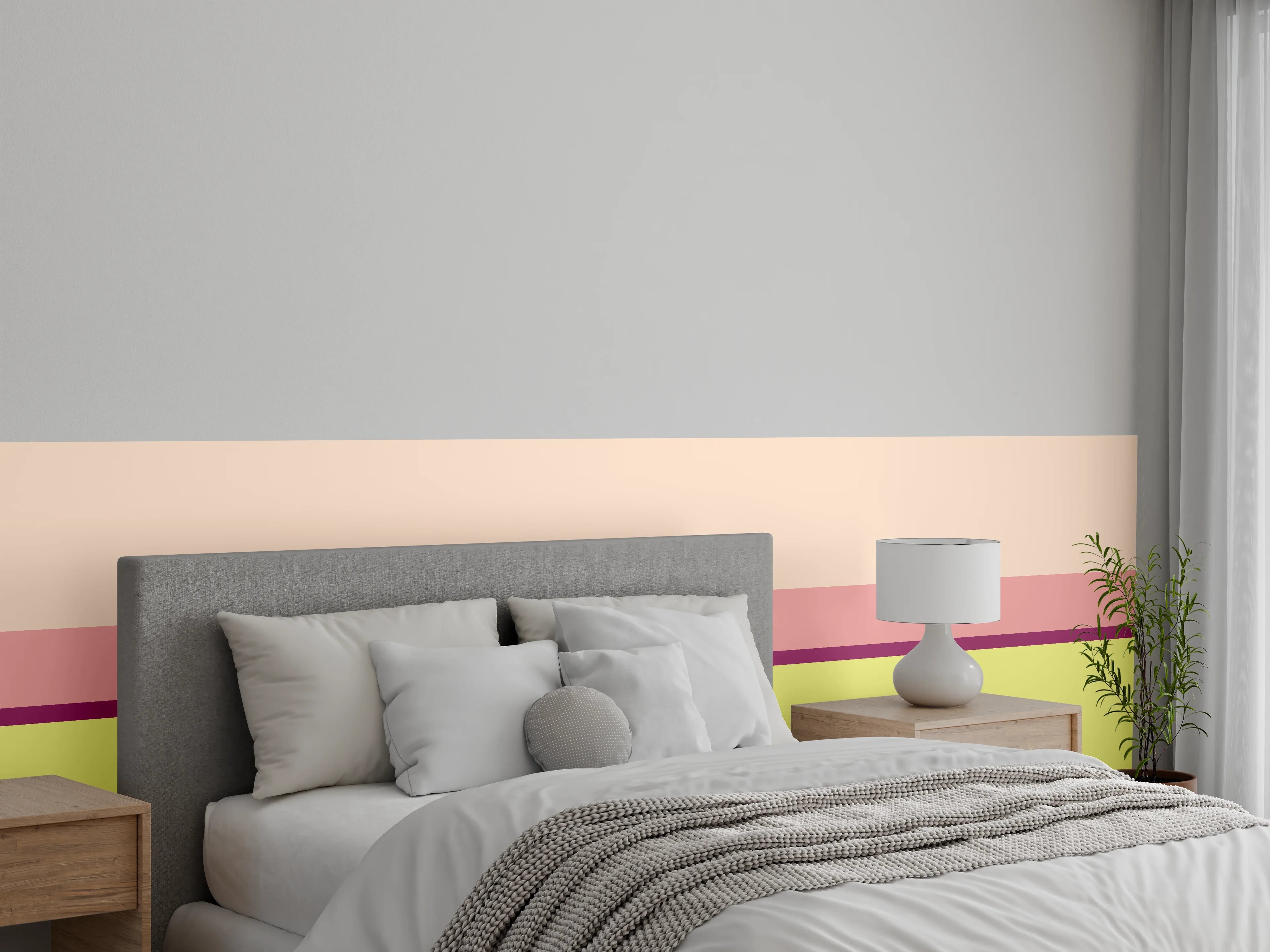 Wandverkleidung Schlafzimmer - Pastellfarbene Streifen modern minimalistisch