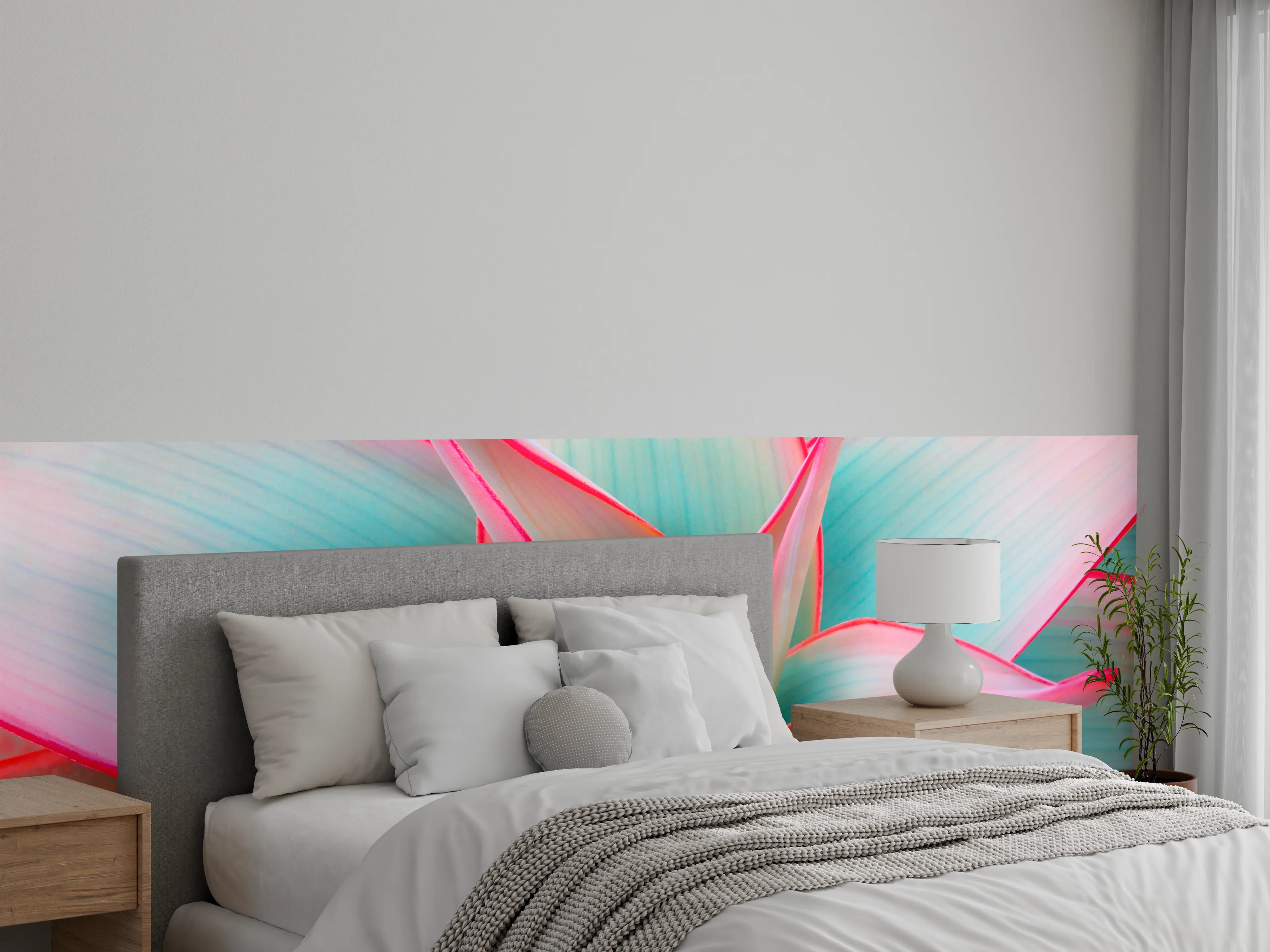 Wandverkleidung Schlafzimmer - Pastellfarbene Sukkulente Modern