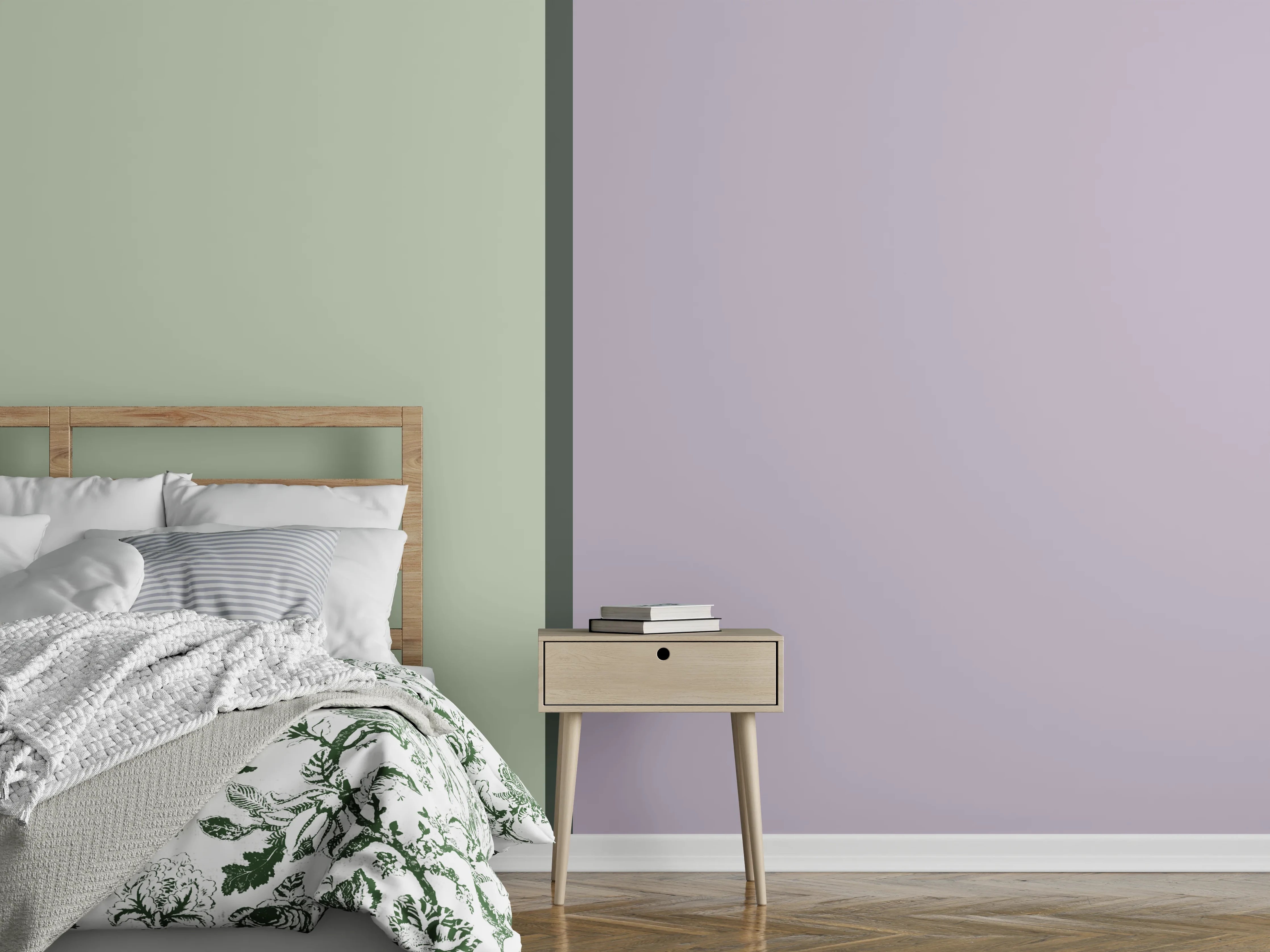 Wandverkleidung Schlafzimmer - Pastellfarbene Zickzack-Musterwand