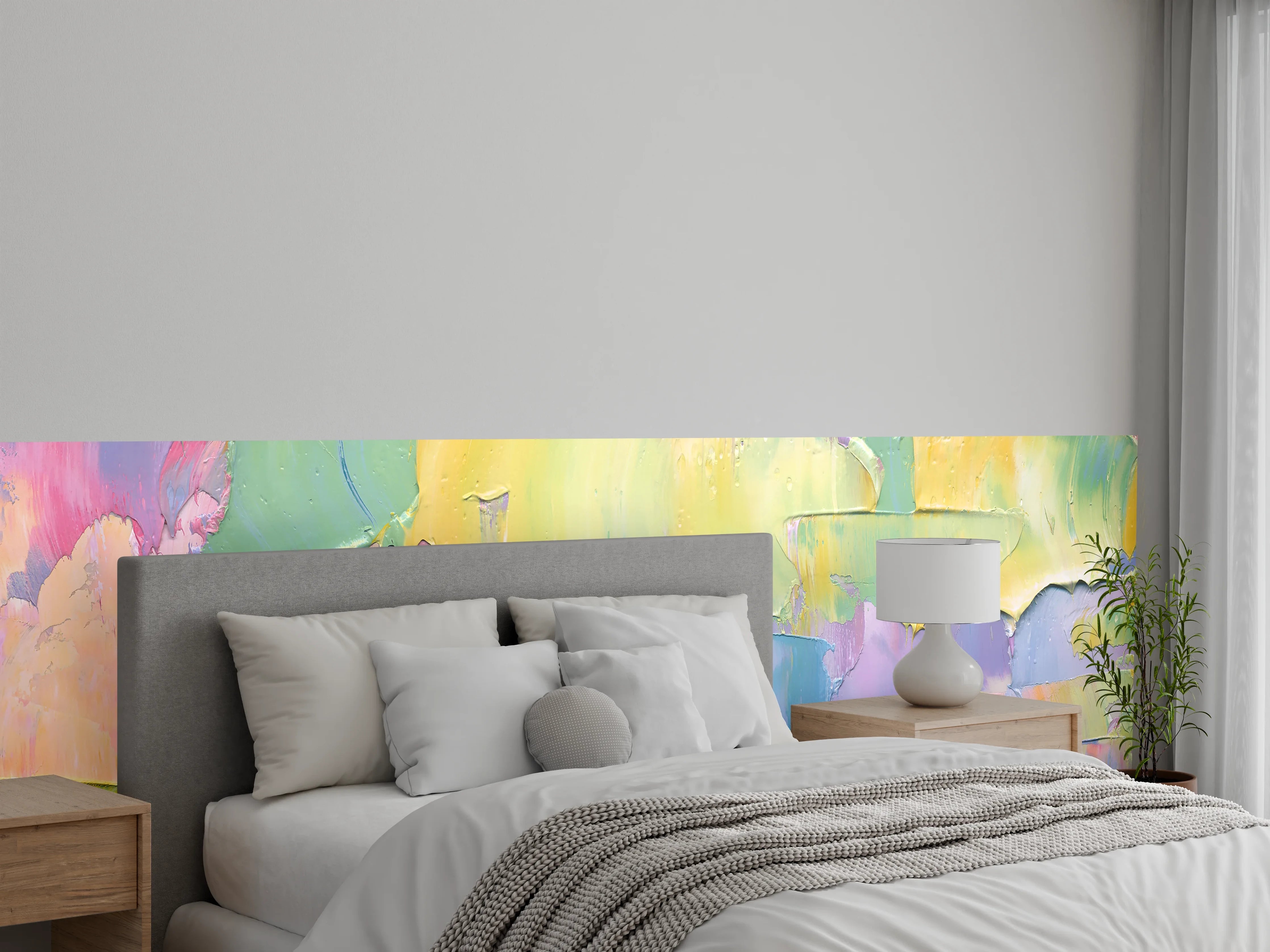 Wandverkleidung Schlafzimmer - Pastellfarbenes Abstraktes Wandbild