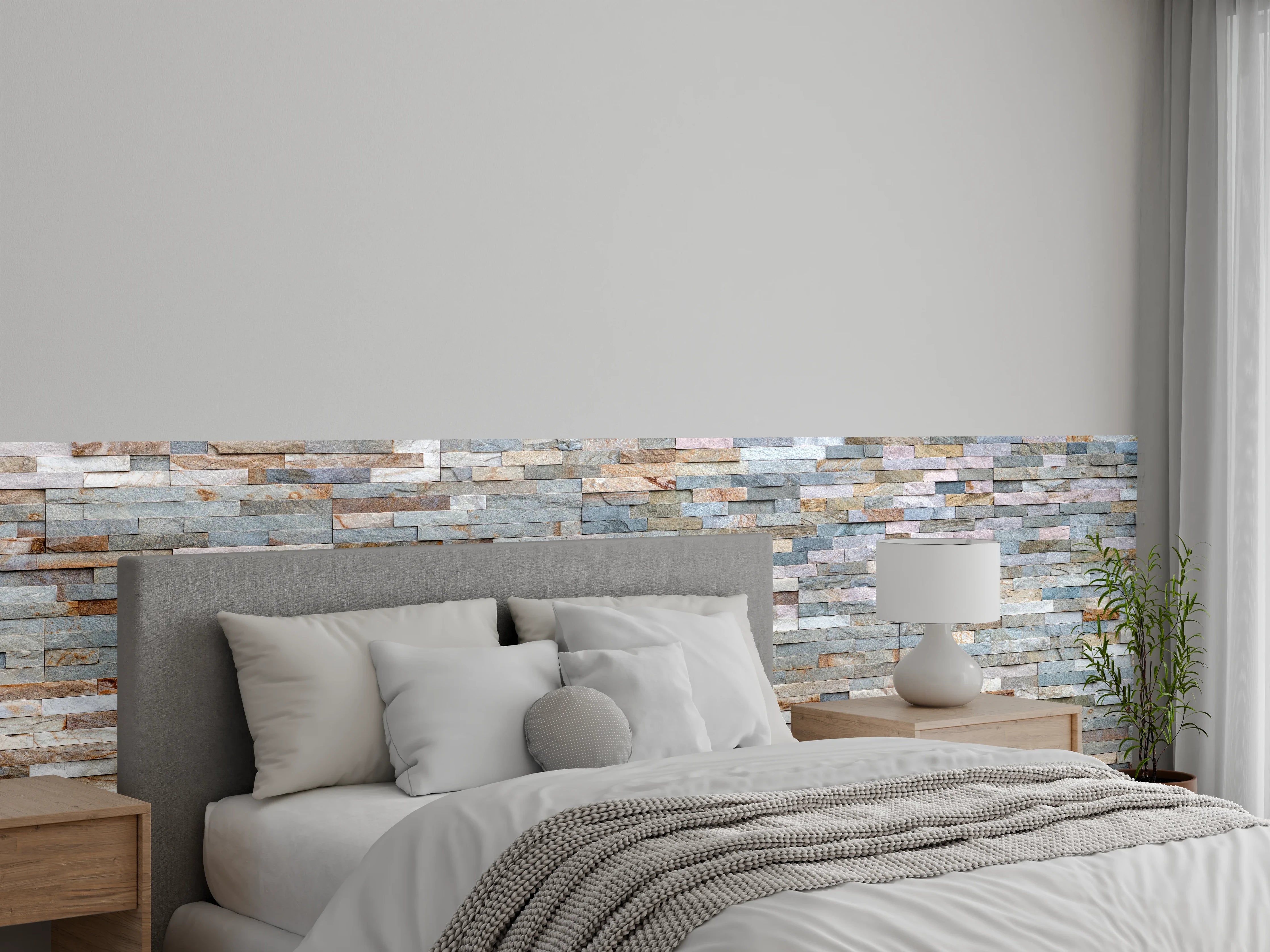 Wandverkleidung Schlafzimmer - Pastellfarbige Schieferstein Textur