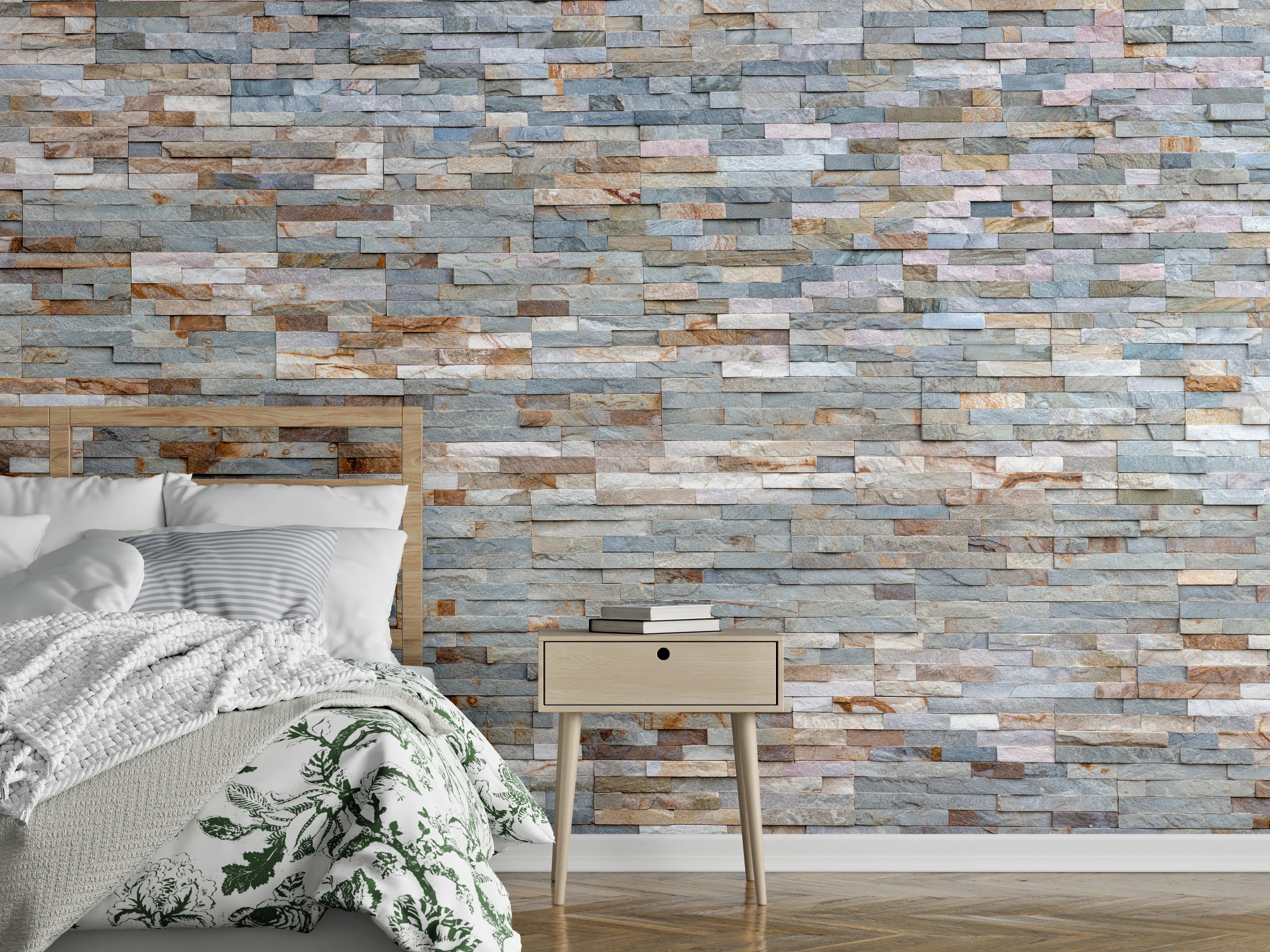 Wandverkleidung Schlafzimmer - Pastellfarbige Schieferstein Textur