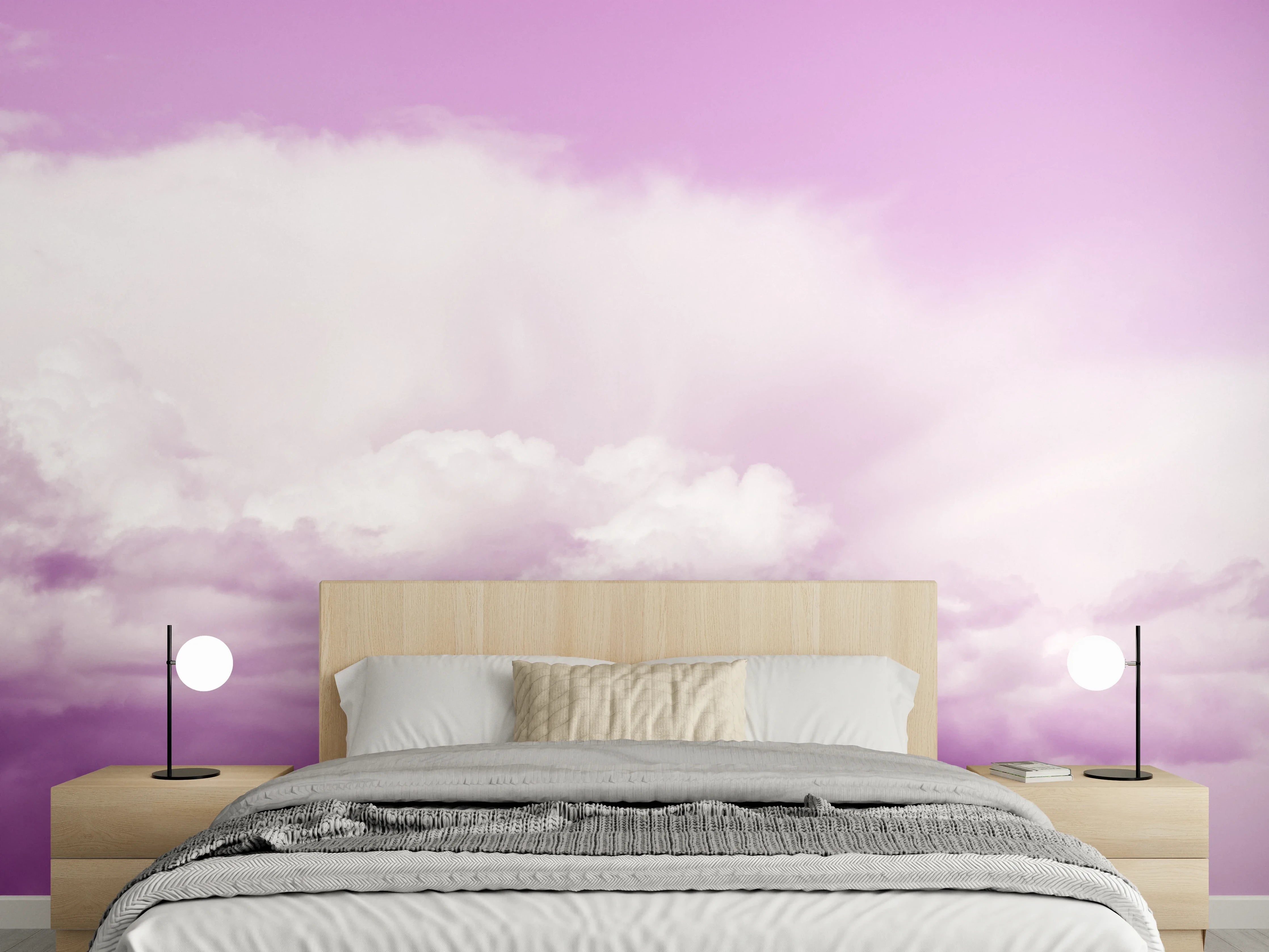 Wandverkleidung Schlafzimmer - Pastellrosa Himmelspanorama