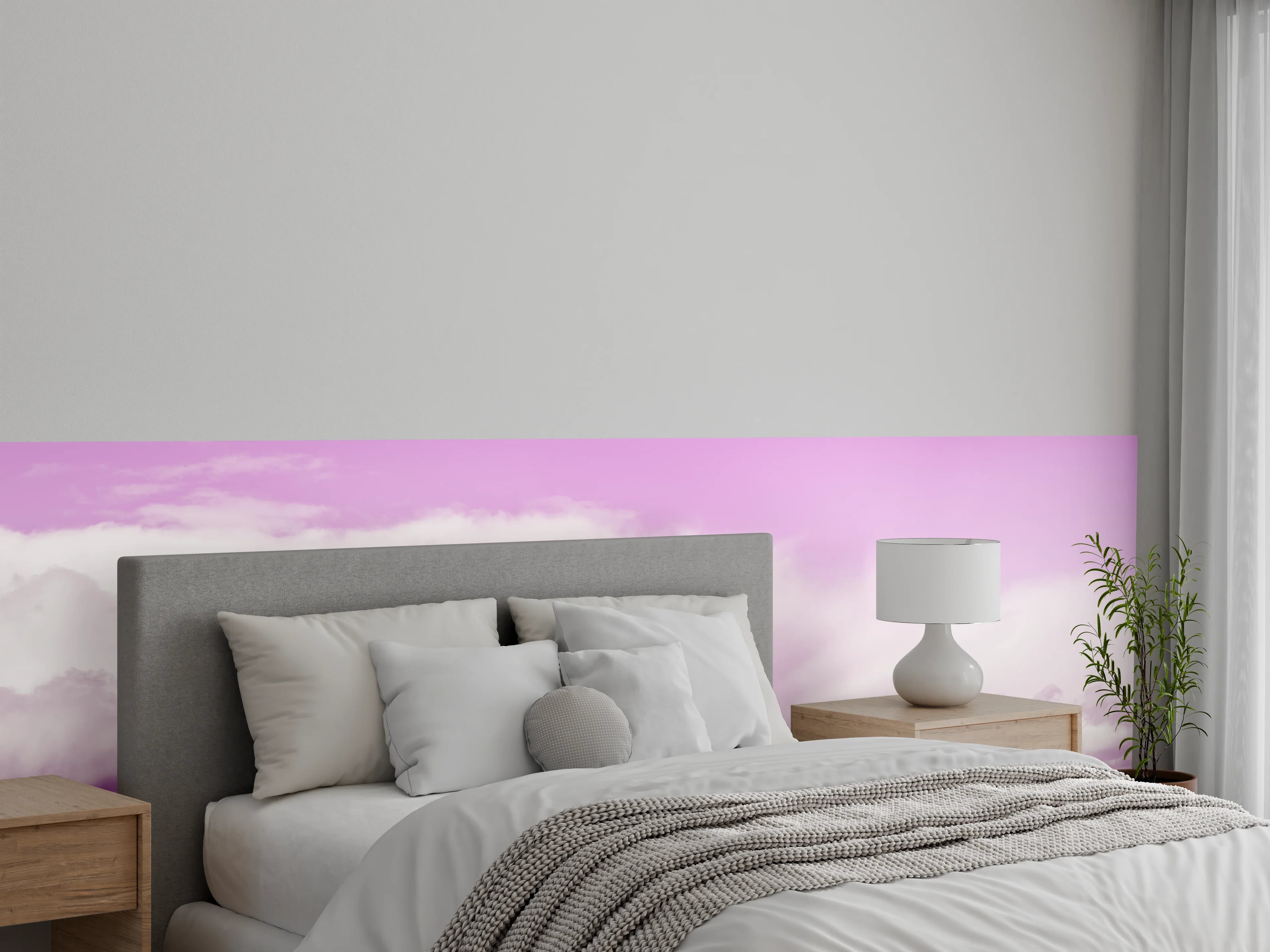 Wandverkleidung Schlafzimmer - Pastellrosa Himmelspanorama