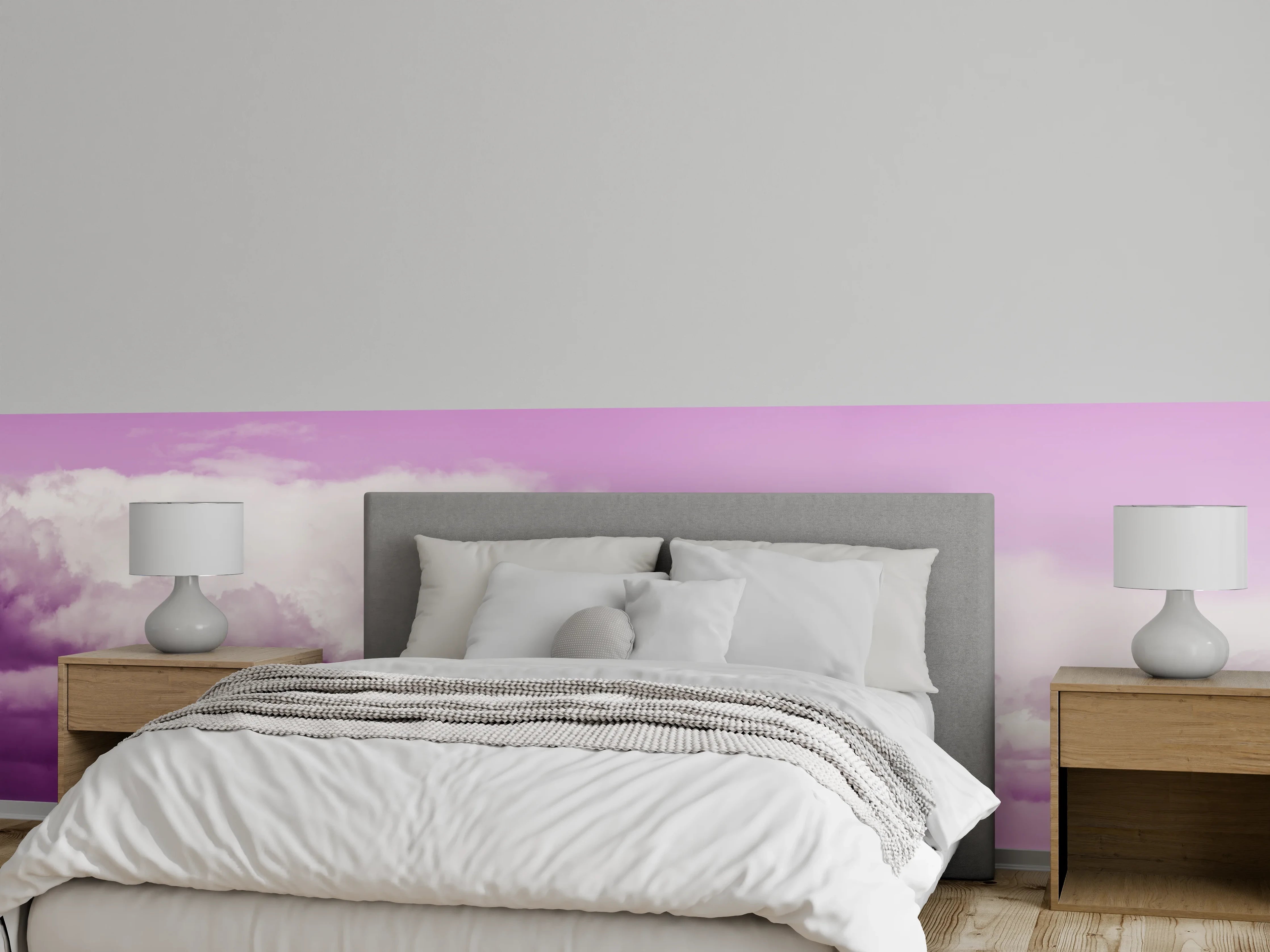 Wandverkleidung Schlafzimmer - Pastellrosa Himmelspanorama